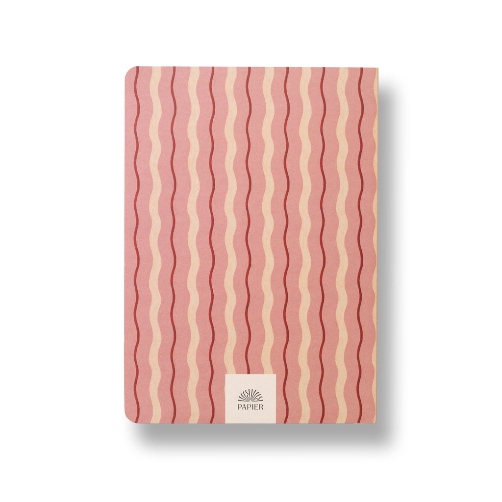 Stepped Lined & Dotted Notebook, A5 Softcover - Pink Waves