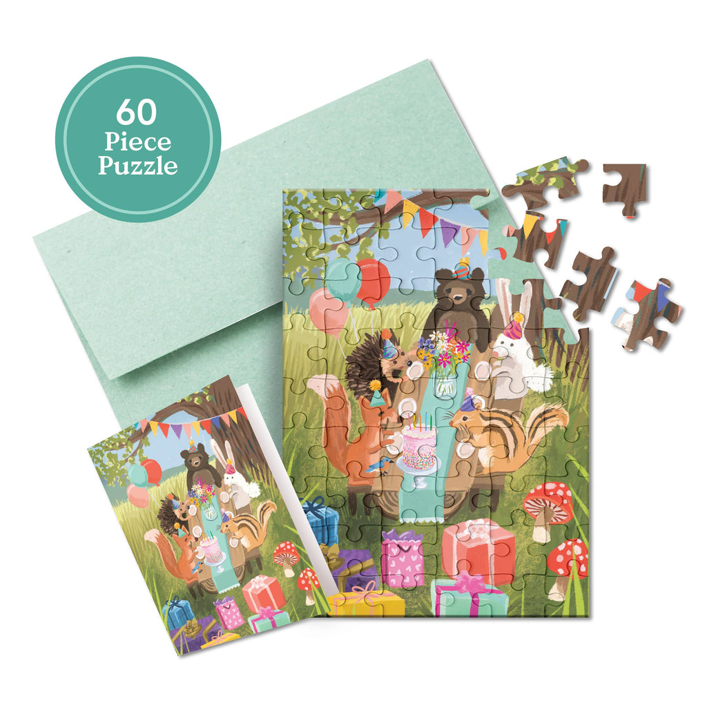 Woodland Party Puzzle Greeting Card