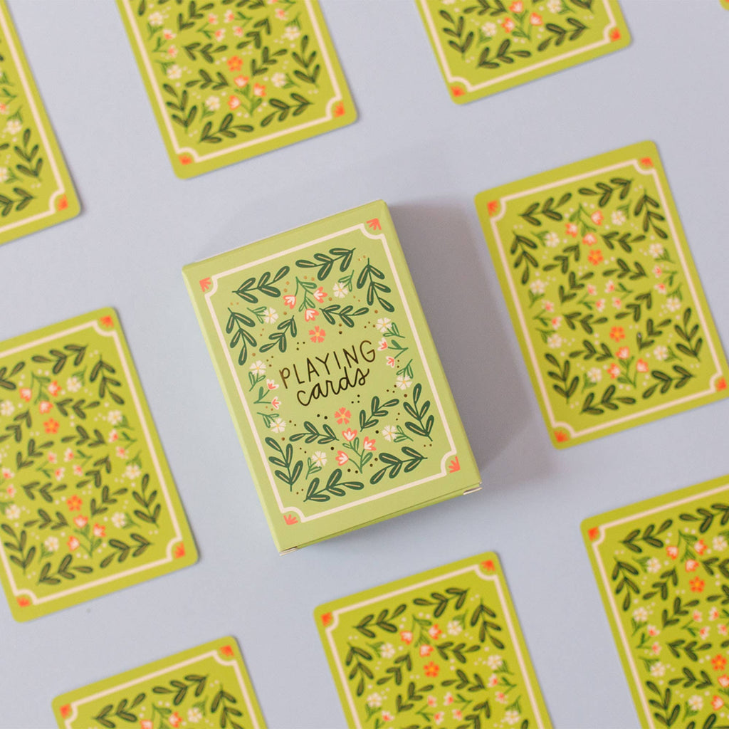 Green Floral Deck of Playing Cards