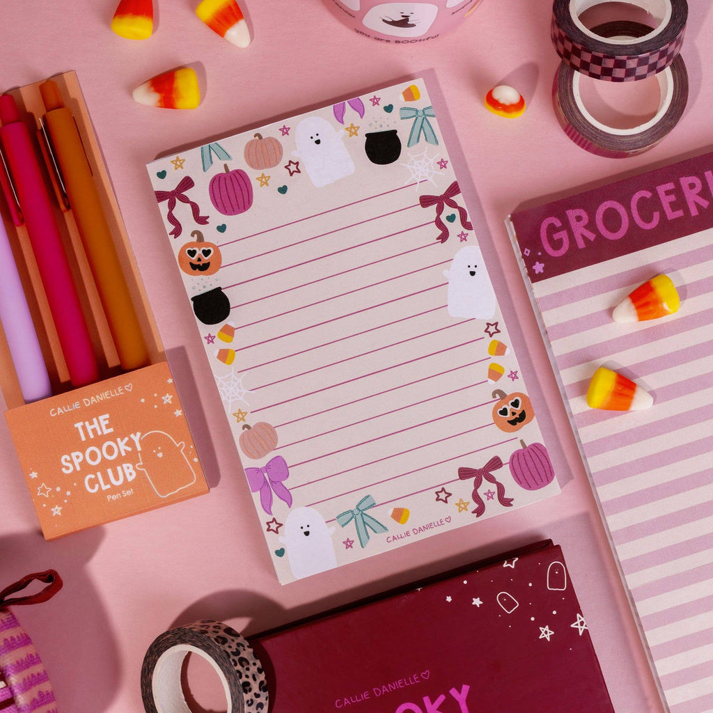 Halloween & Coquette Bows Lined Notepad | 4x6 Seasonal Stationery