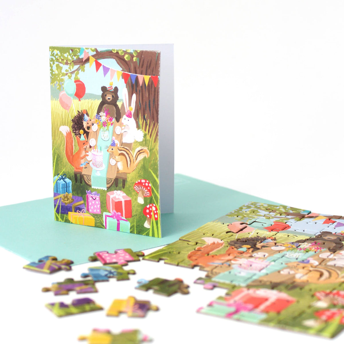 Woodland Party Puzzle Greeting Card