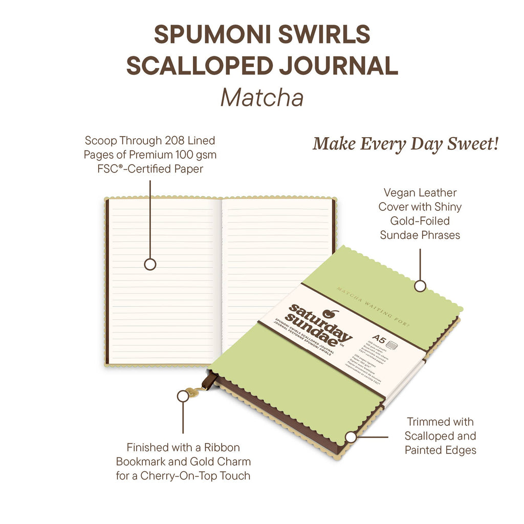 Matcha Spumoni Swirls Scalloped Journal – A5 Lined Notebook