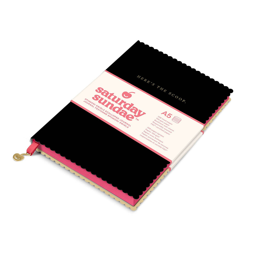 Black Cherry A5 Spumoni Swirls Scalloped Journal