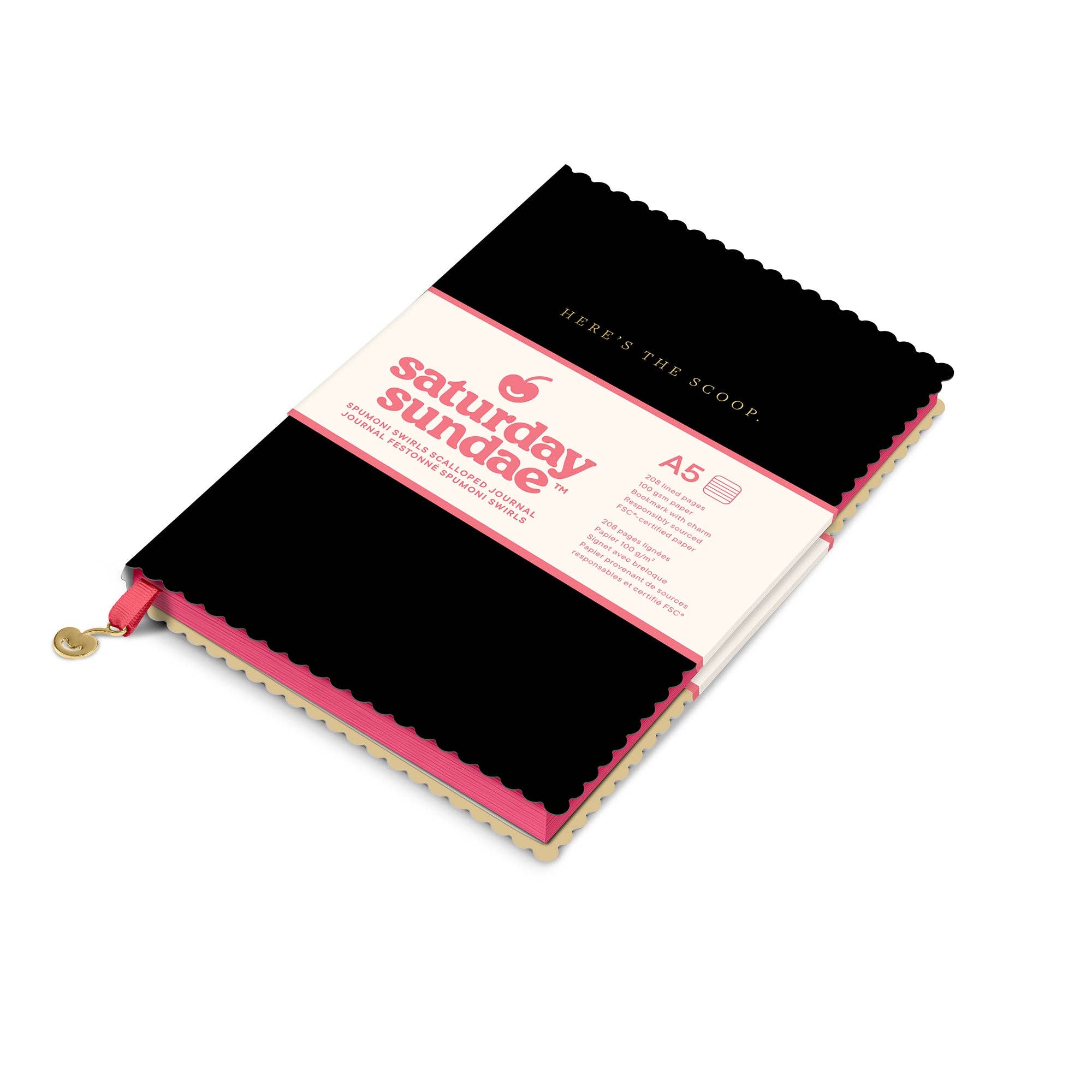 Black Cherry A5 Spumoni Swirls Scalloped Journal