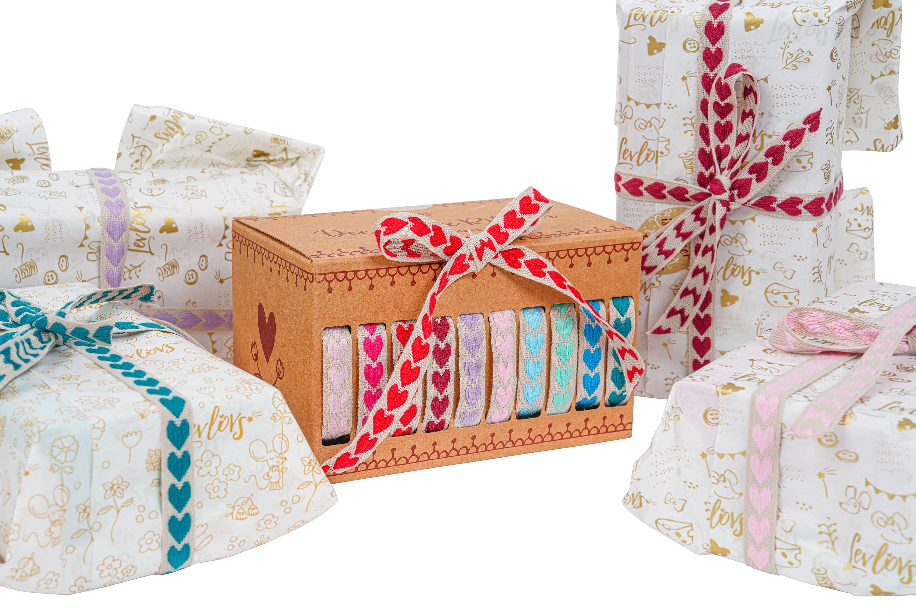 Heart ribbon, 10 colors x 5 yards (4.5 m) each color