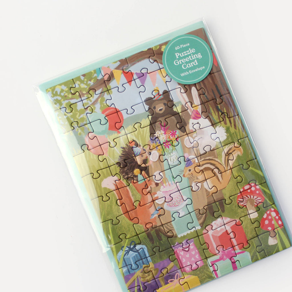 Woodland Party Puzzle Greeting Card