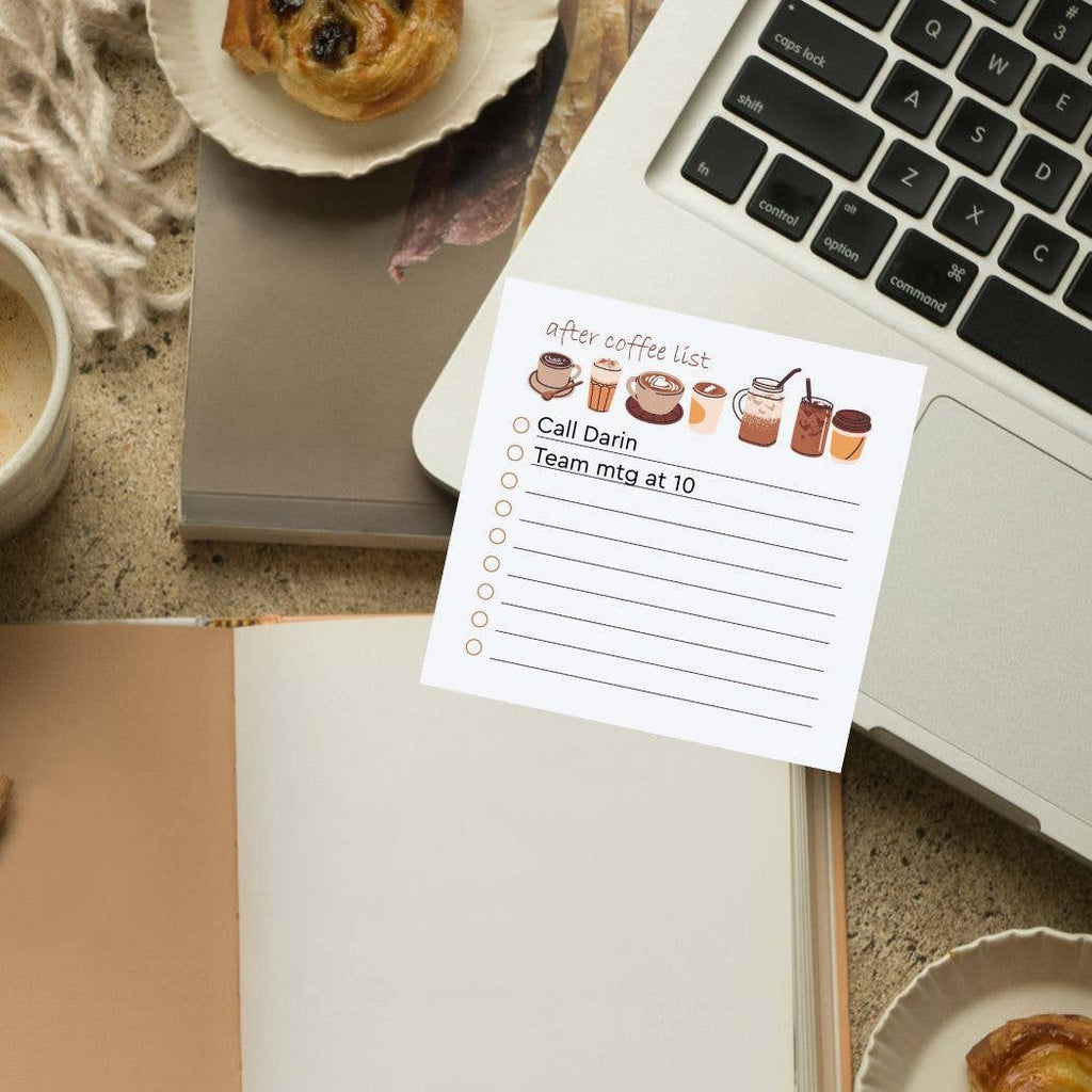 After Coffee Sticky Note Pad | 4x4 Checklist Post-it® Notes, 50 Sheets
