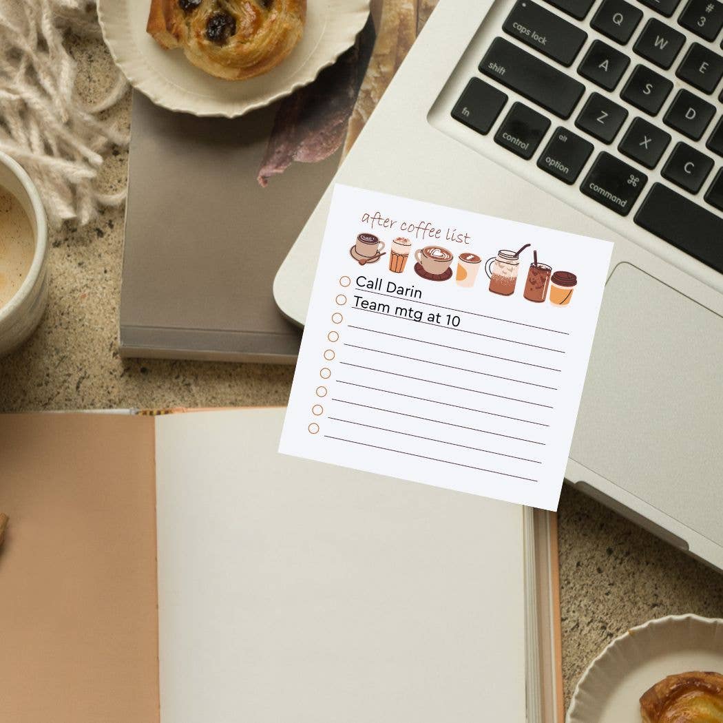 After Coffee Sticky Note Pad | 4x4 Checklist Post-it® Notes, 50 Sheets