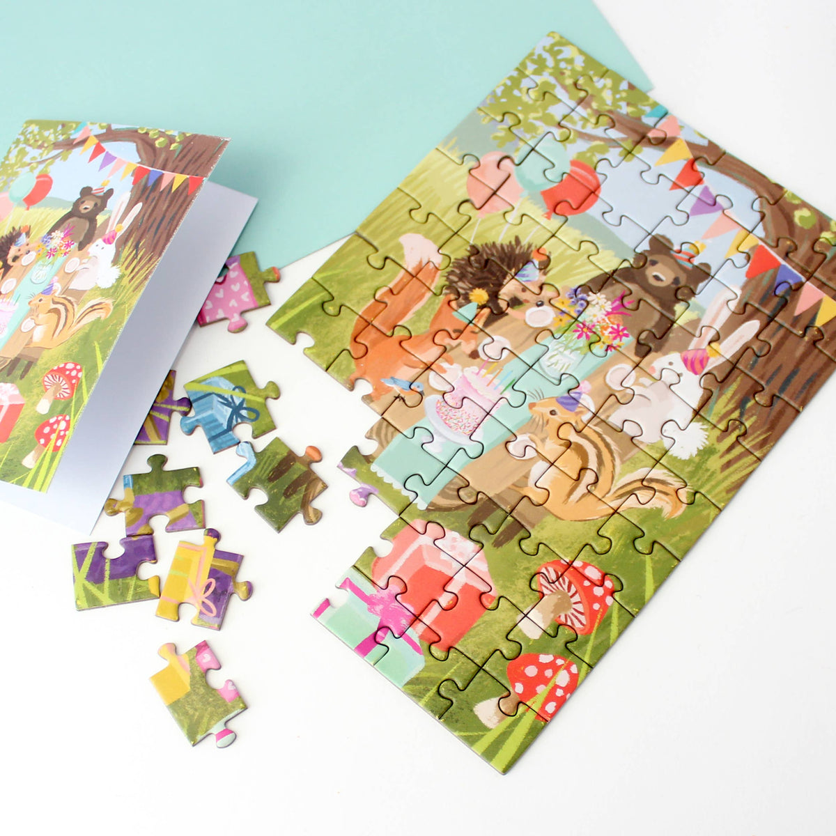 Woodland Party Puzzle Greeting Card