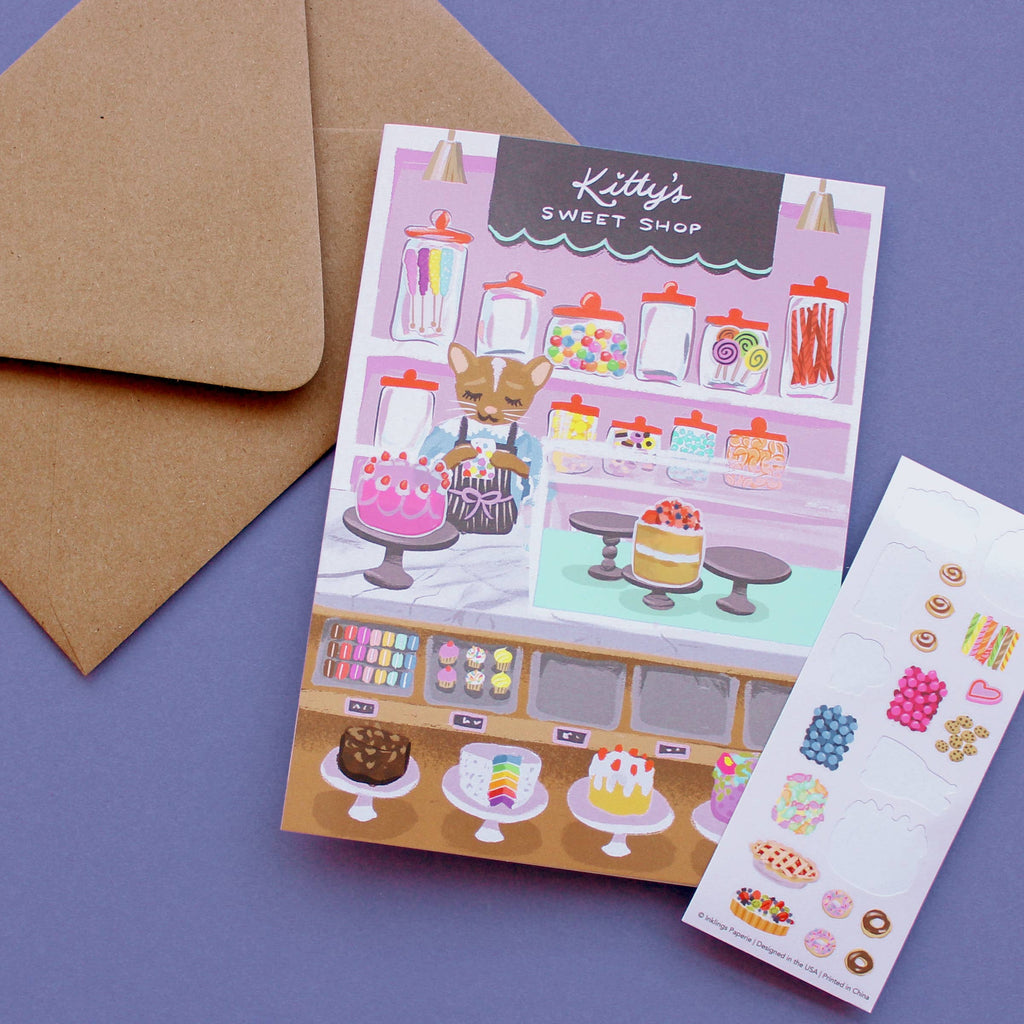 Sweet Shop Sticker Scene Greeting Card