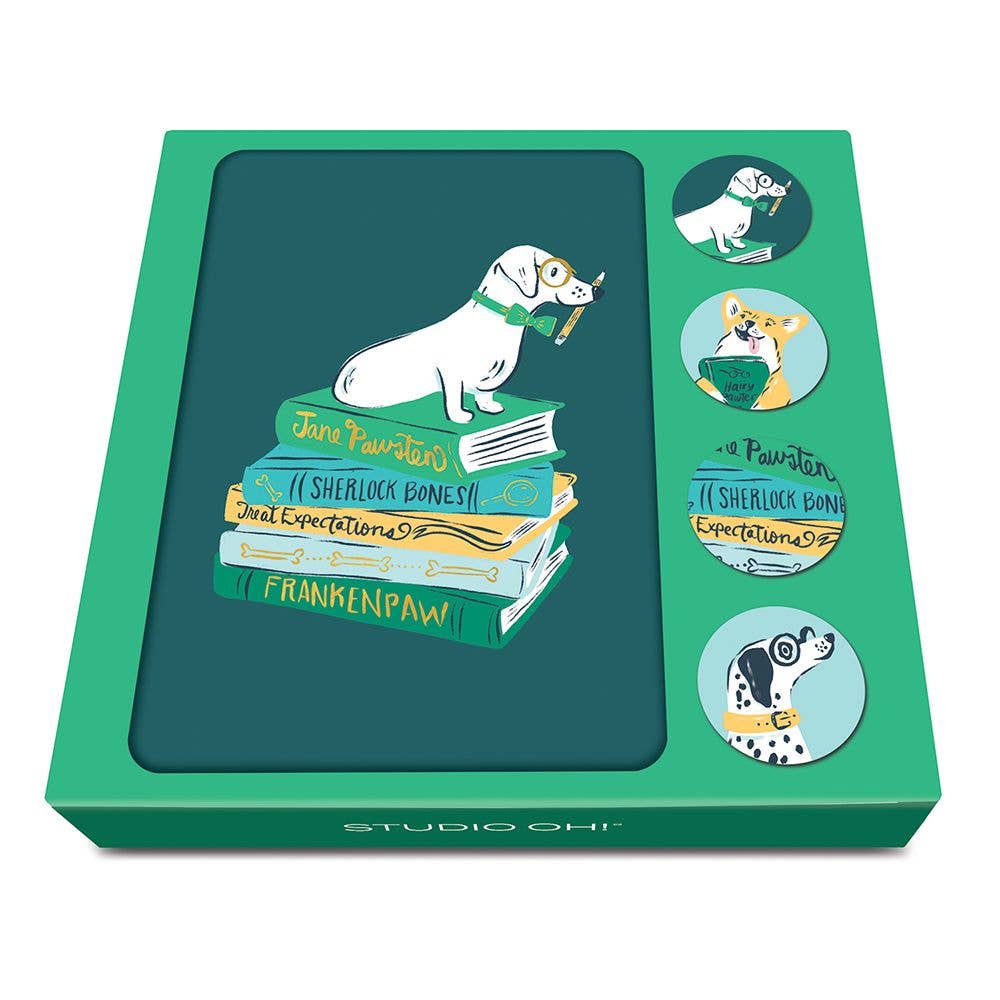 Dog Lover Note Card Set – Smart Pups Assorted Cards with Stickers by Studio Oh!