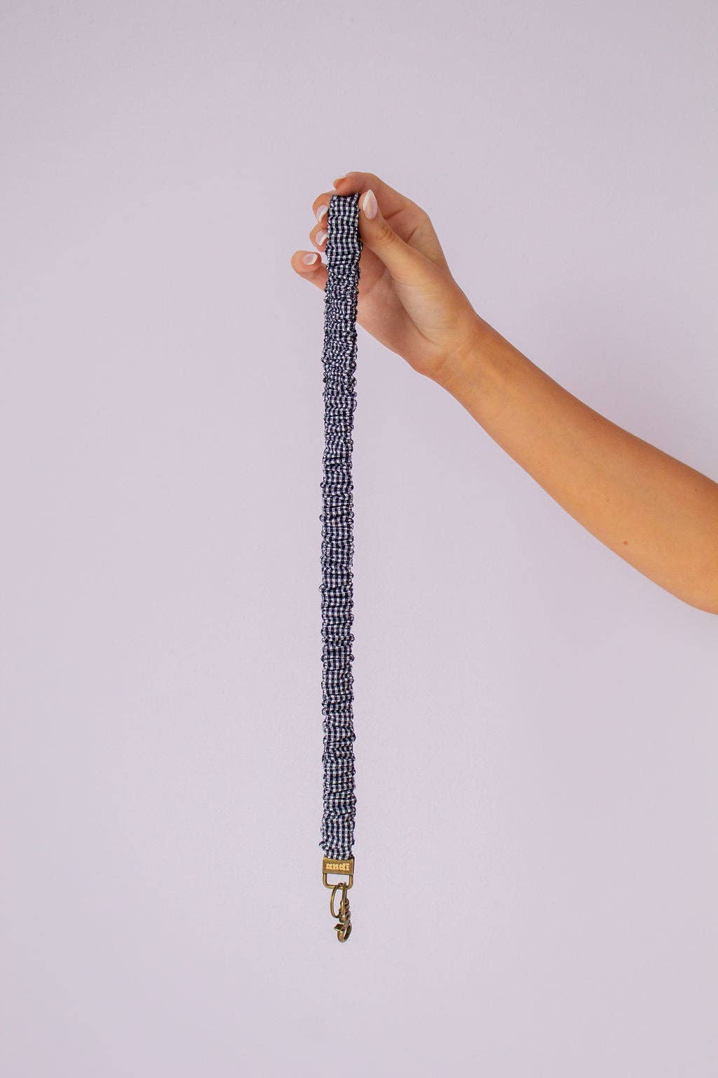 Inky Black Gingham Lanyard