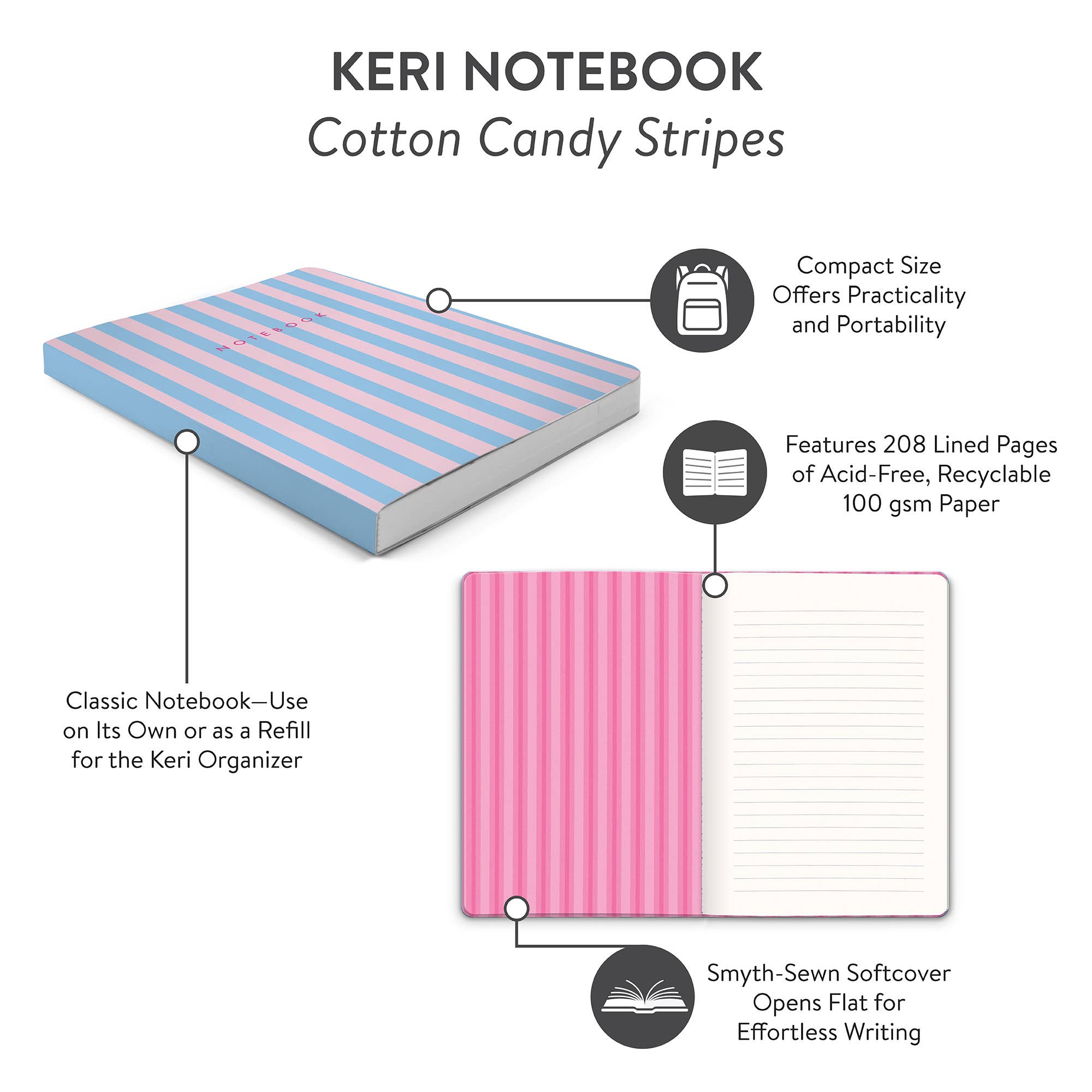 Cotton Candy Stripes Keri Notebook