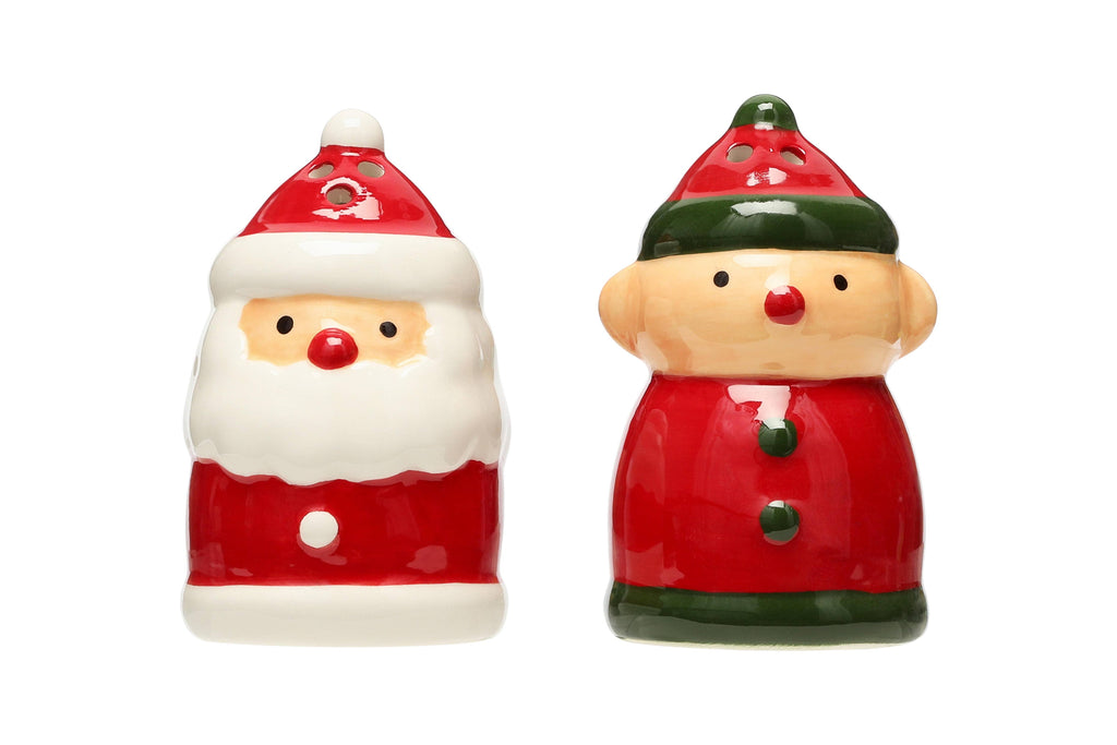Santa & Elf Salt & Pepper Shaker Set | Ceramic Christmas Kitchen Decor