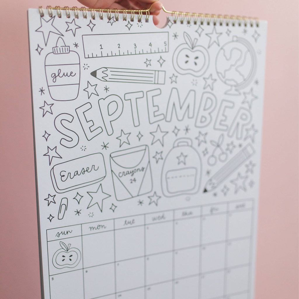 Color & Plan 2027 Spiral Hanging Wall Calendar | Colorable Illustrations | Pippi Post