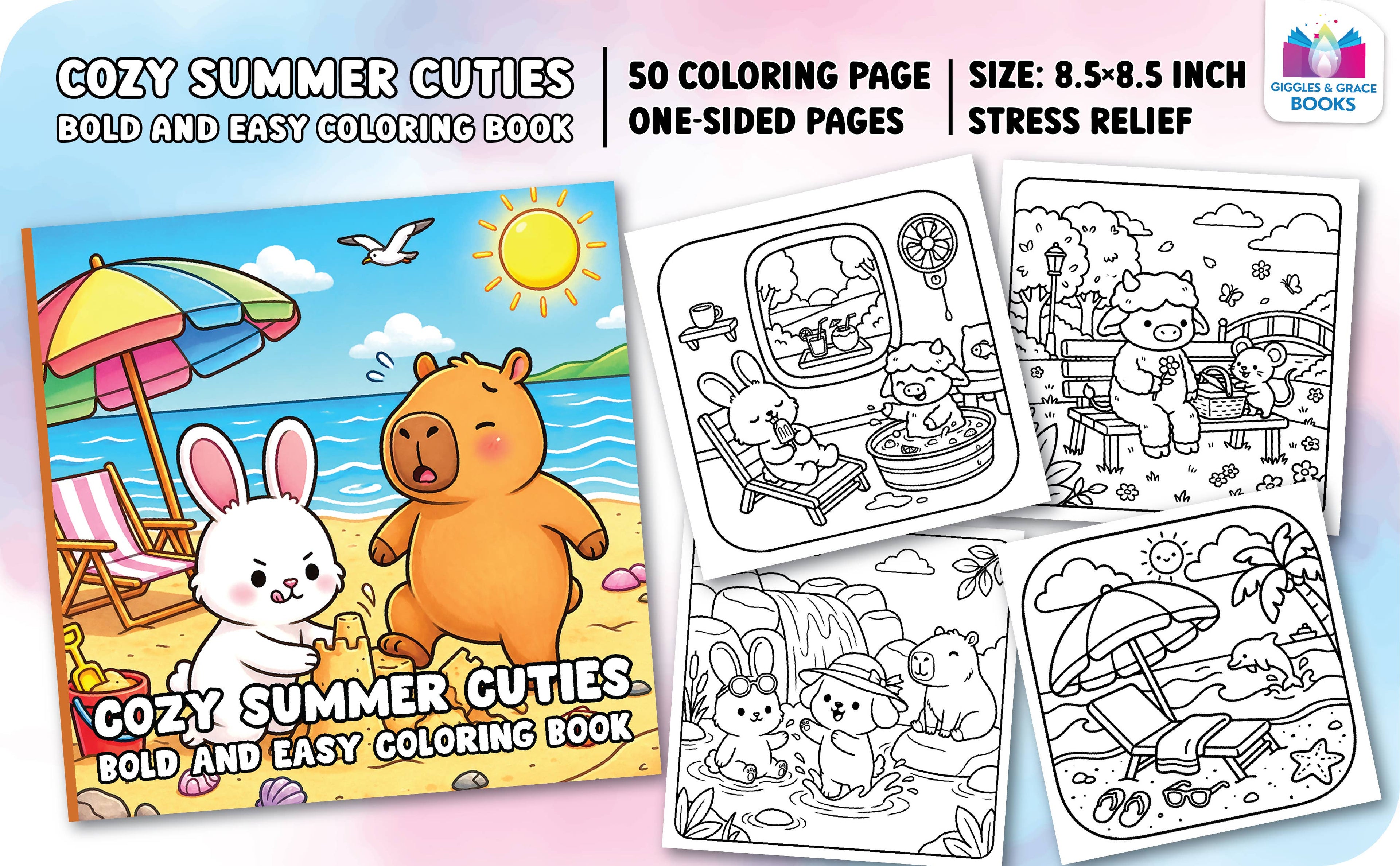 Cozy Summer Cuties Bold & Easy Coloring Book