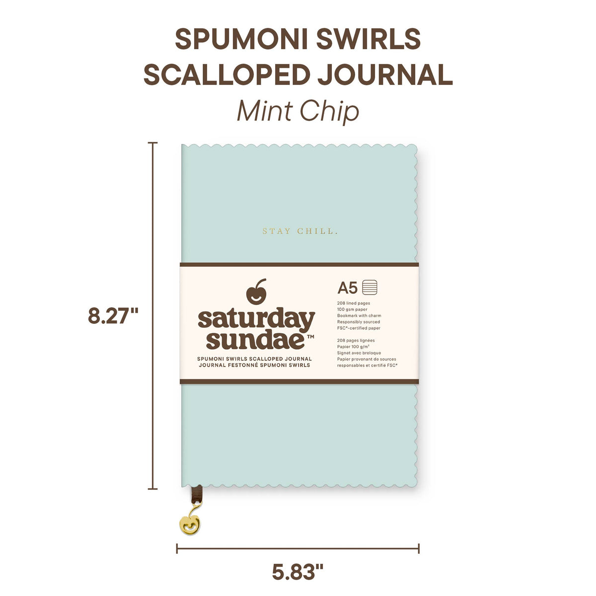 Mint Chip Spumoni Swirls Scalloped Journal – A5 Lined Notebook