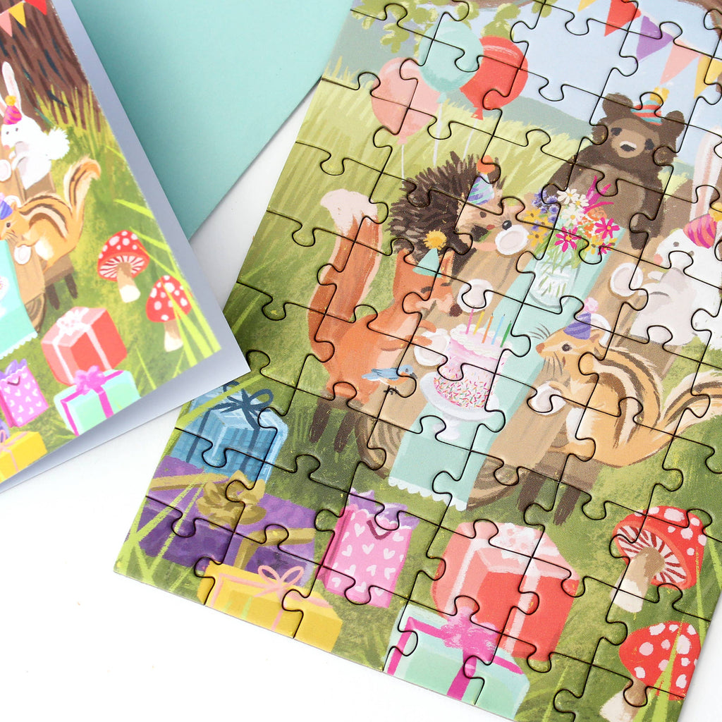 Woodland Party Puzzle Greeting Card