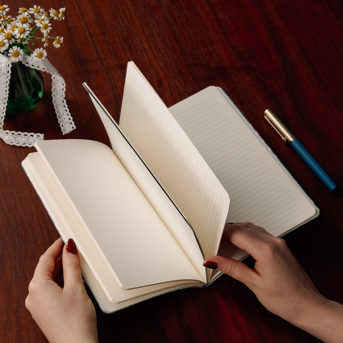 Stepped Lined & Dotted Notebook, A5 Softcover - Clover