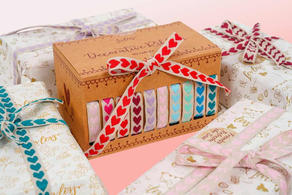 Heart ribbon, 10 colors x 5 yards (4.5 m) each color