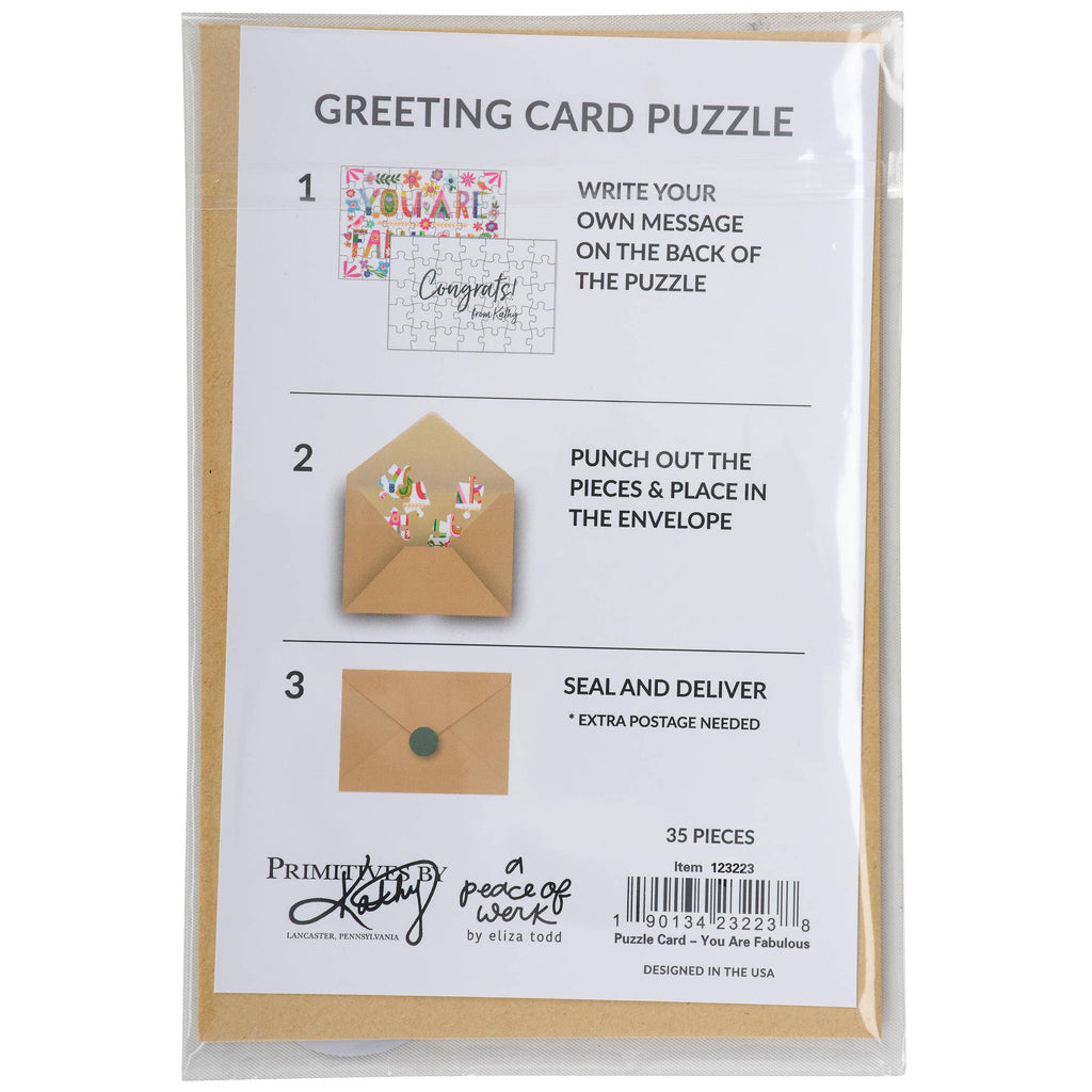 You Are Fabulous Floral Puzzle Greeting Card | 35-Piece Encouragement Gift