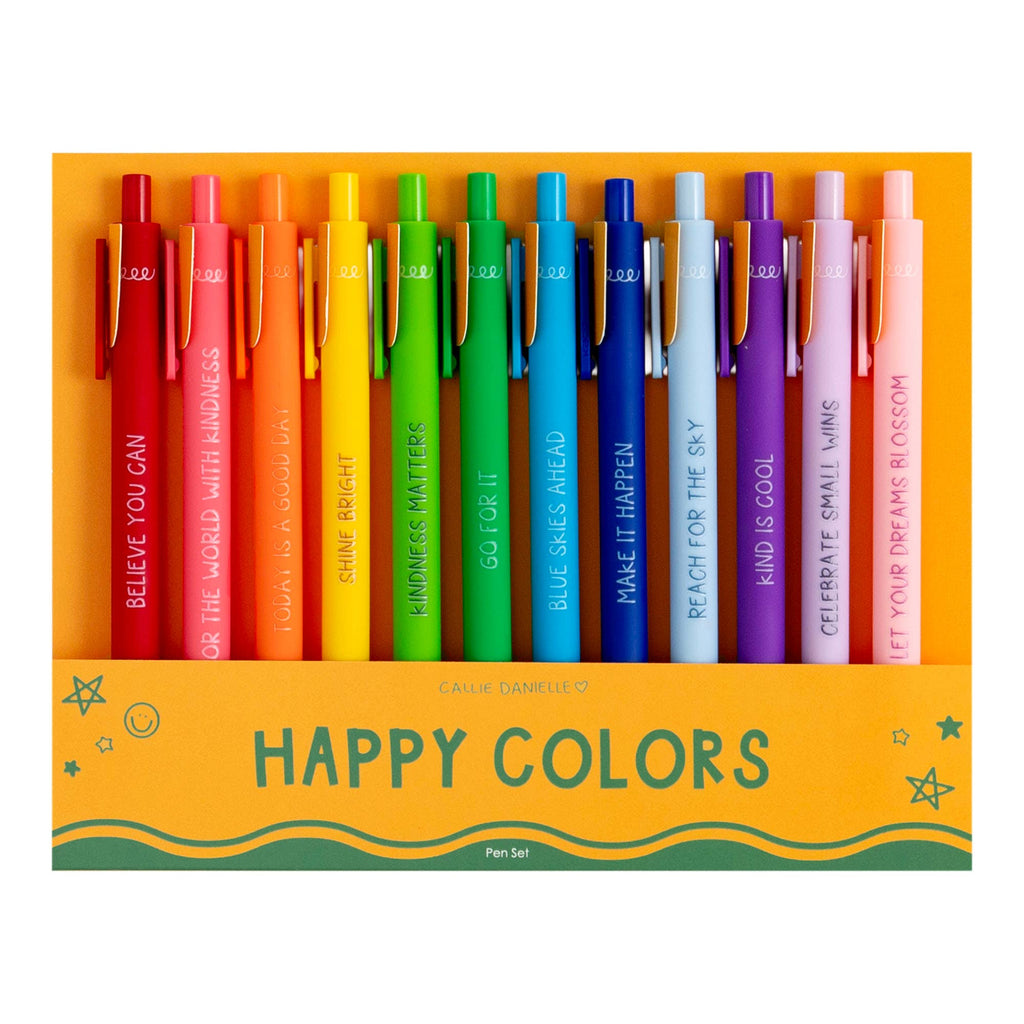 Happy Colors Crayon-Inspired Affirmations Pen Set of 12