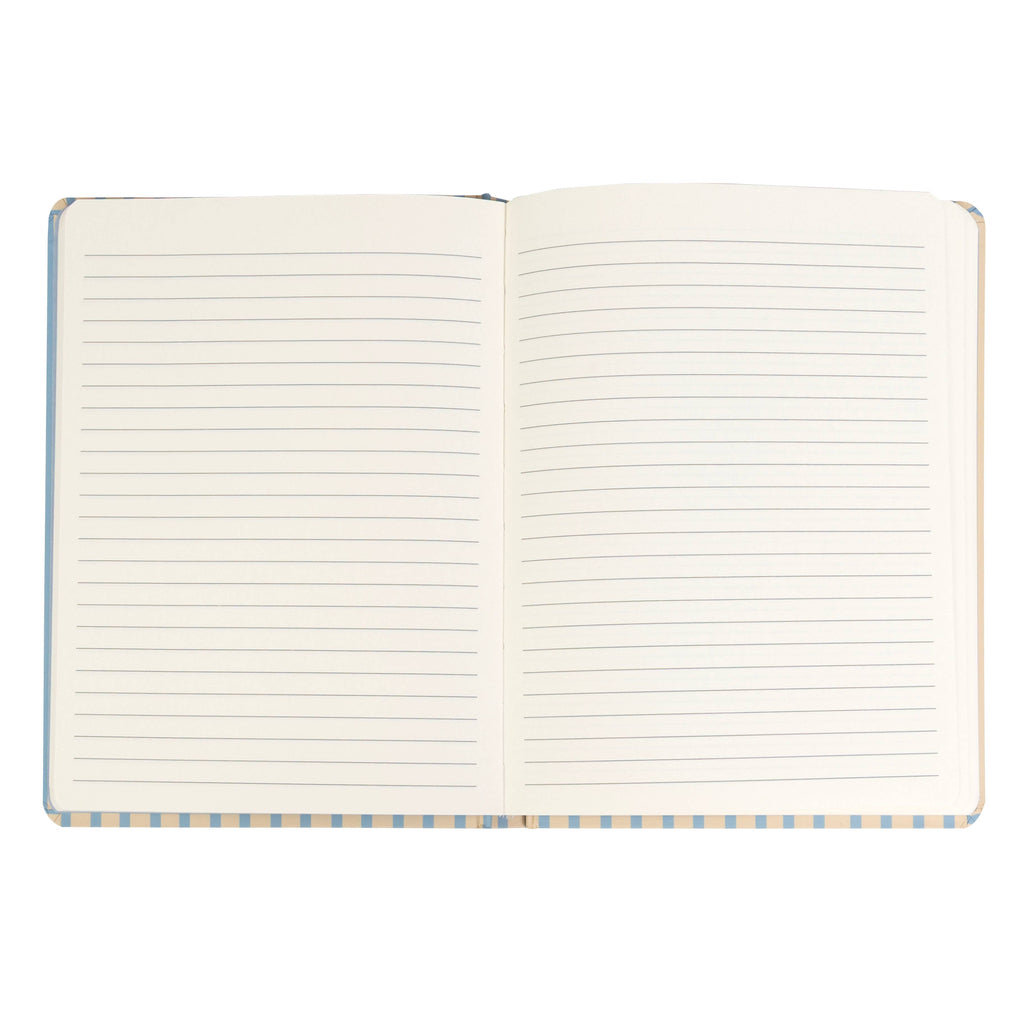 Cream and Blue Striped Notes Journal, Hardcover Stationary