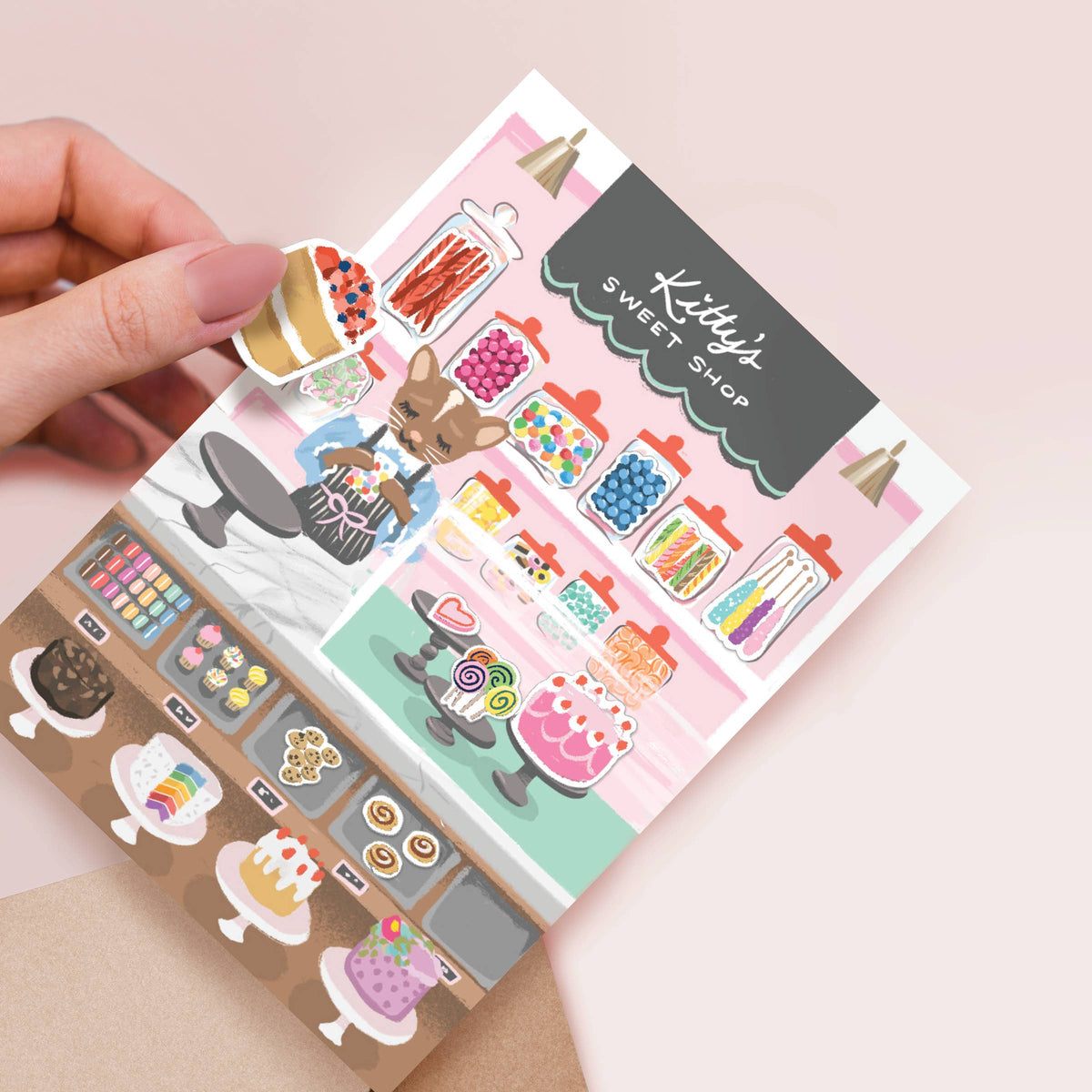 Sweet Shop Sticker Scene Greeting Card