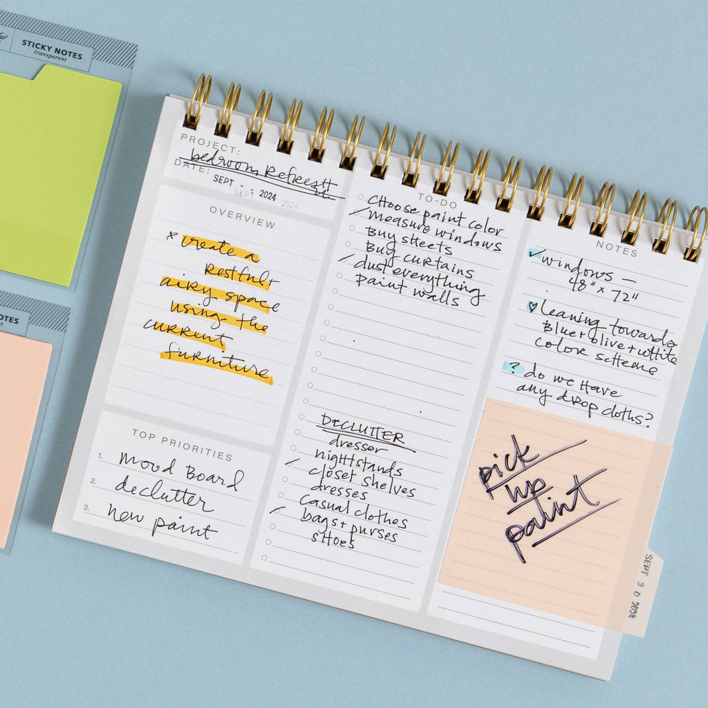 Tabbed Transparent Sticky Notes in Pink | Studio Calico