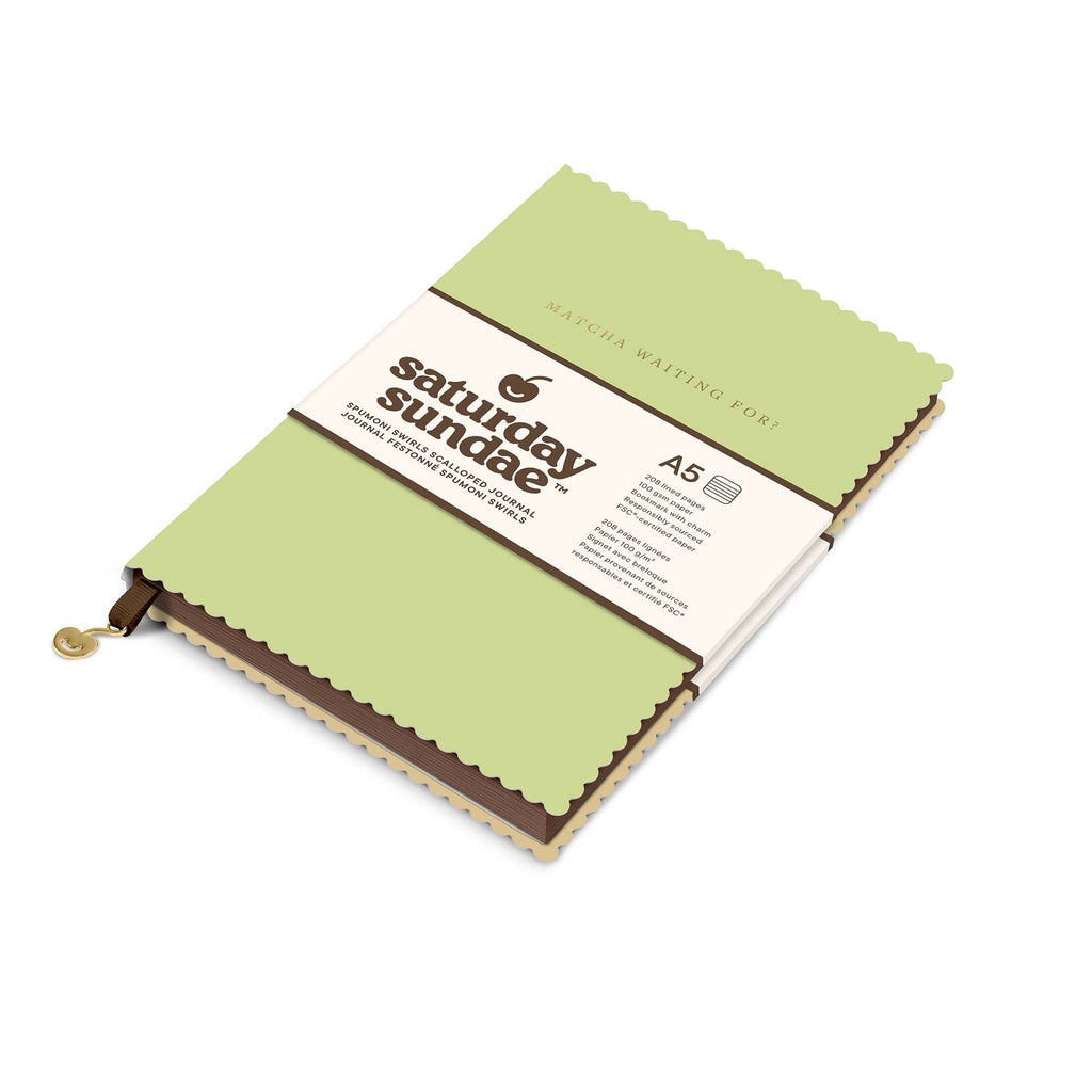 Matcha Spumoni Swirls Scalloped Journal – A5 Lined Notebook