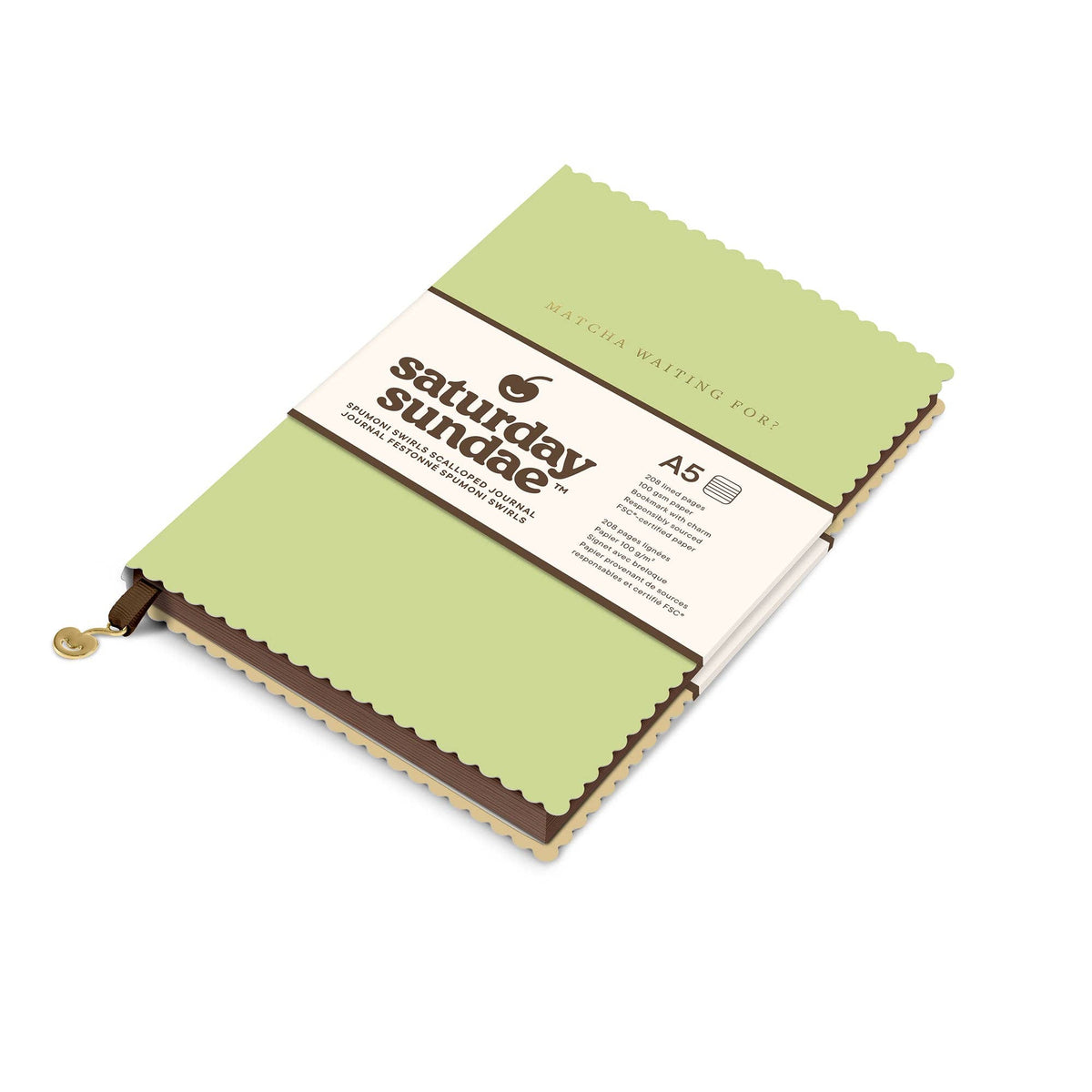 Matcha Spumoni Swirls Scalloped Journal – A5 Lined Notebook