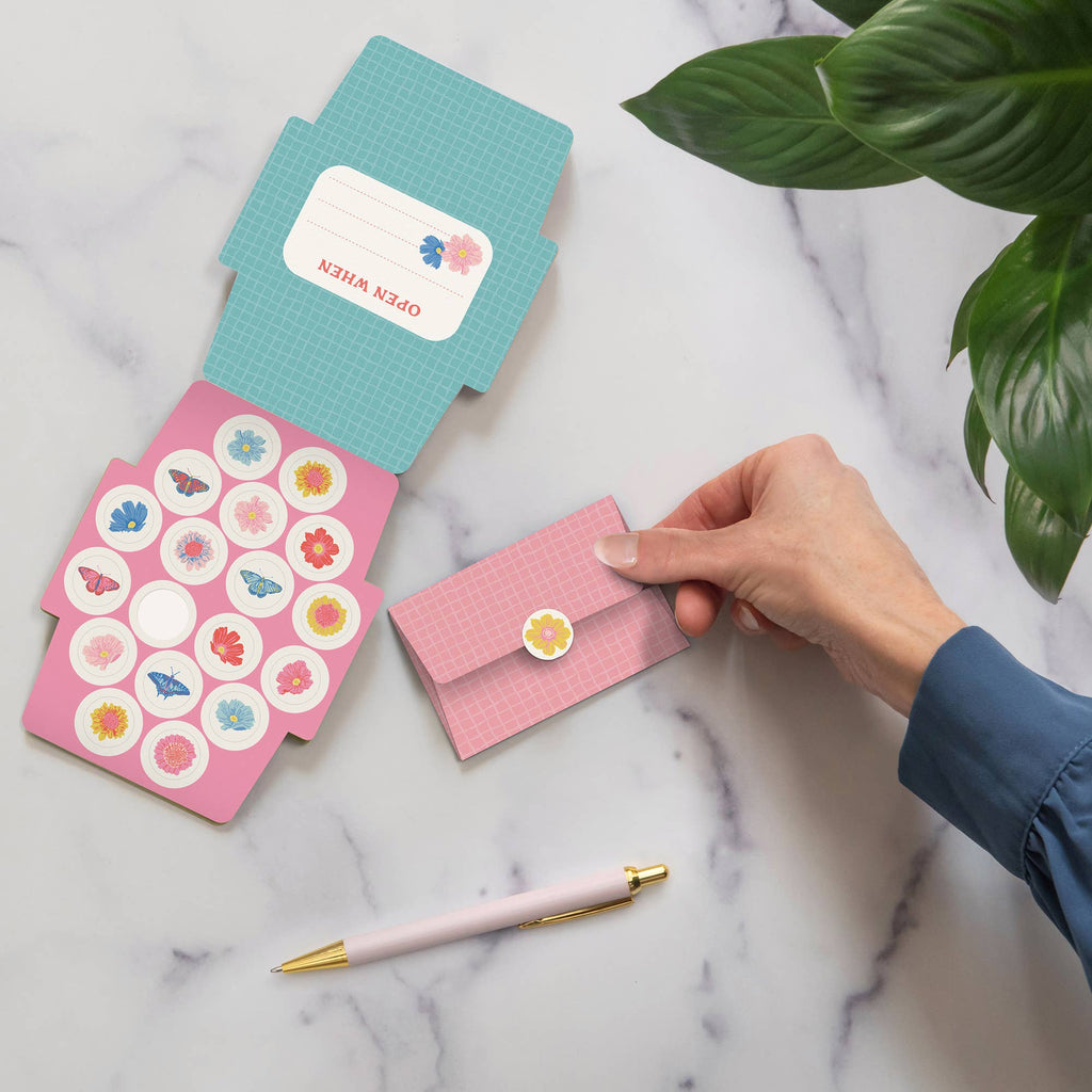 Plaid Blossoms Mini Memo with Stickers