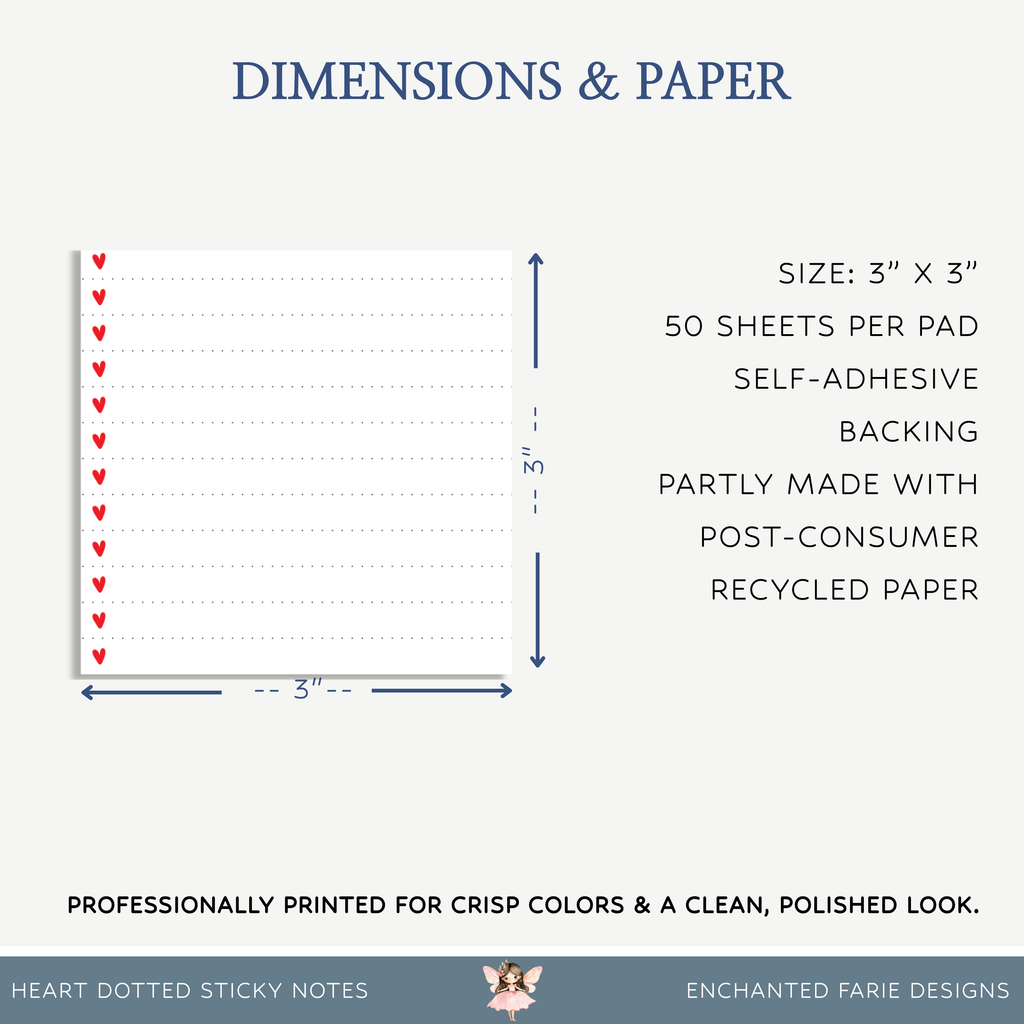 Dotted Lines & Hearts Sticky Notes