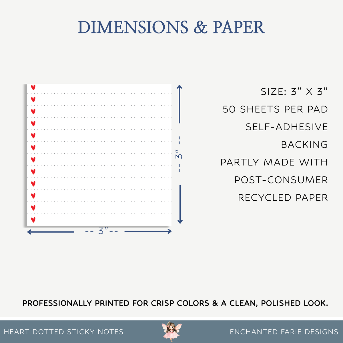 Dotted Lines & Hearts Sticky Notes