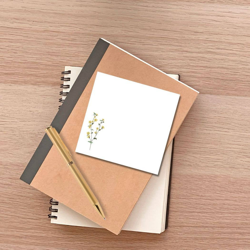 Golden Sprig Sticky Note Pad | 4x4 Minimalist Floral Post-it® Notes, 50 Sheets