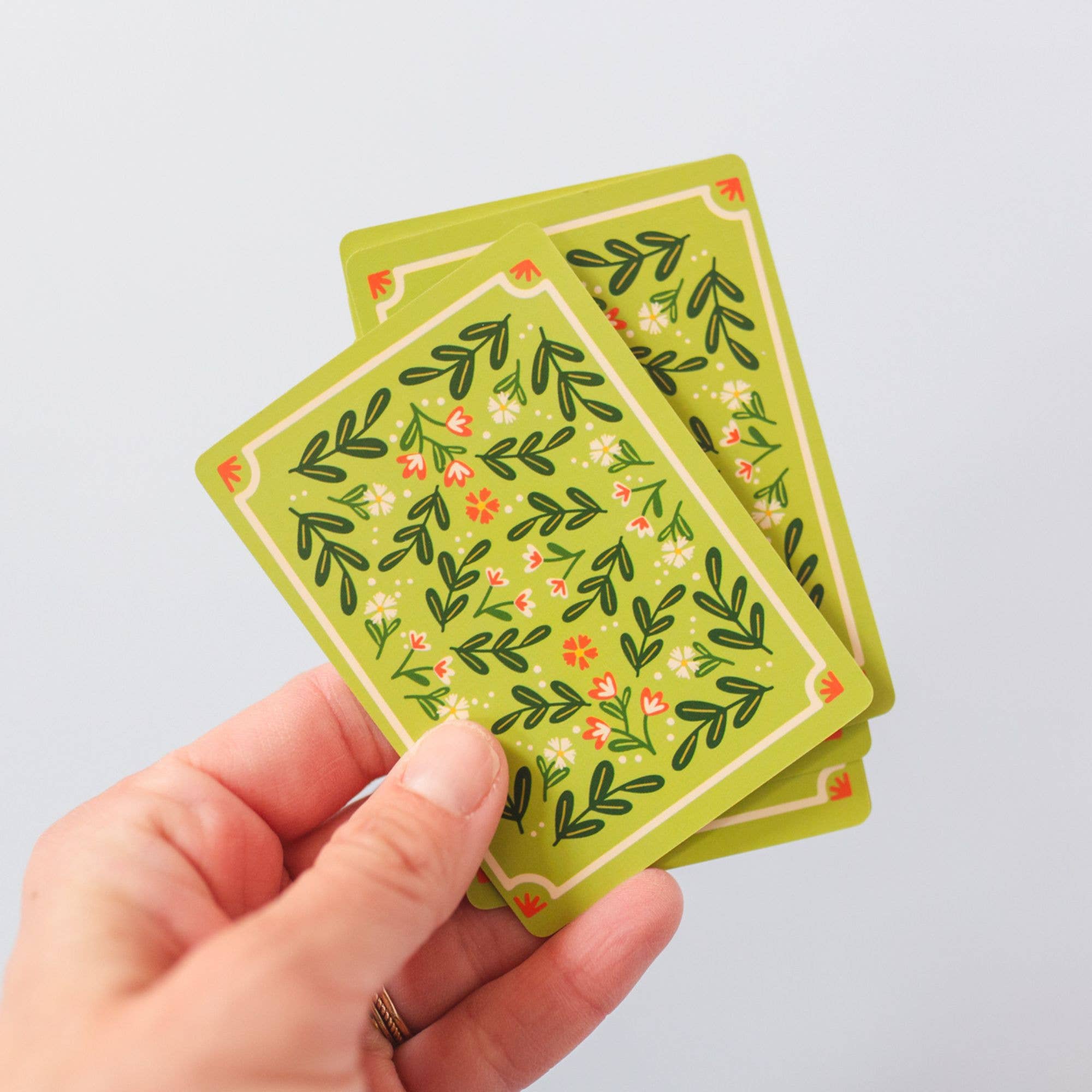 Green Floral Deck of Playing Cards