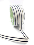 5/8" Woven Cotton Dark Navy Double Stripes Ribbon