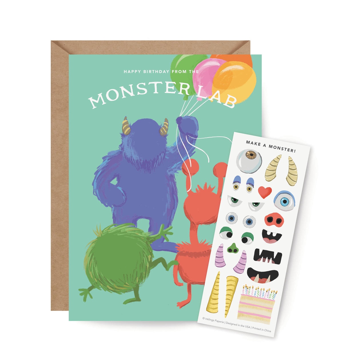 Monster Lab Sticker Scene Greeting Card