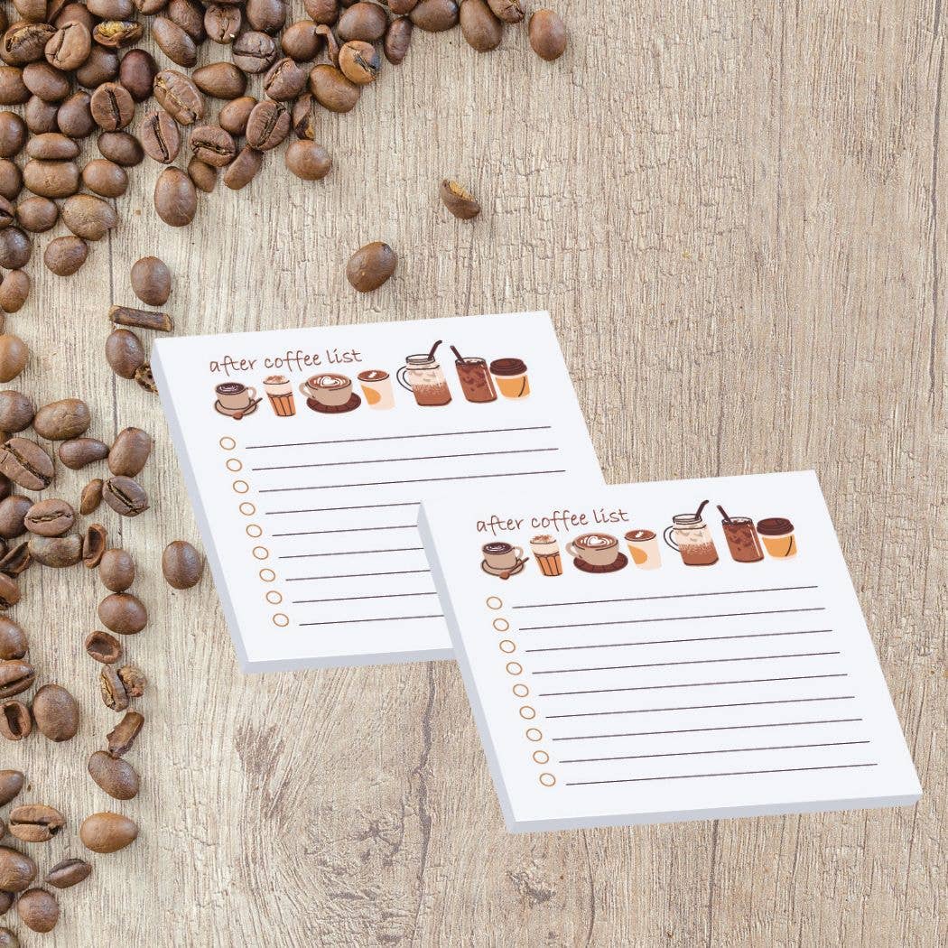 After Coffee Sticky Note Pad | 4x4 Checklist Post-it® Notes, 50 Sheets