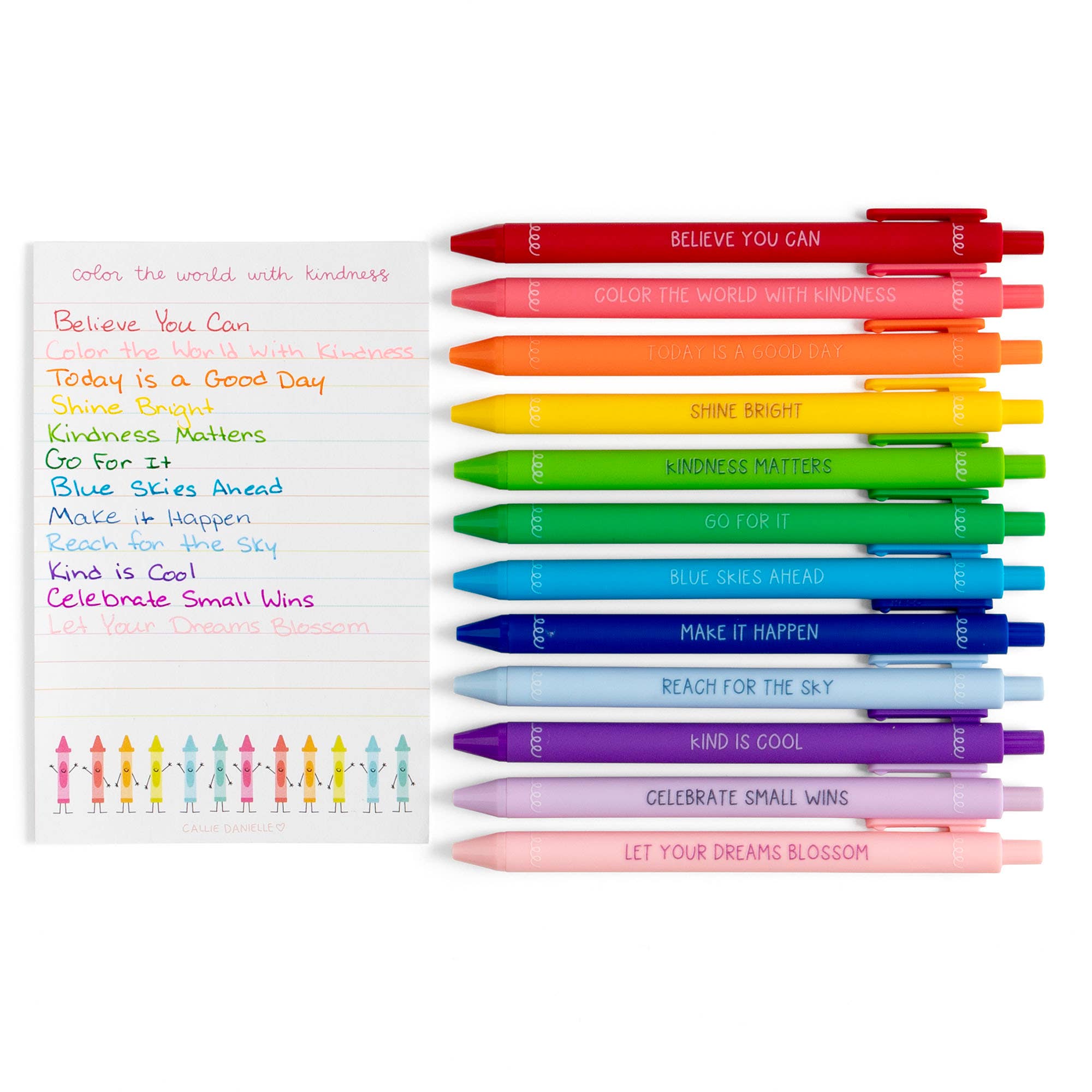 Happy Colors Crayon-Inspired Affirmations Pen Set of 12