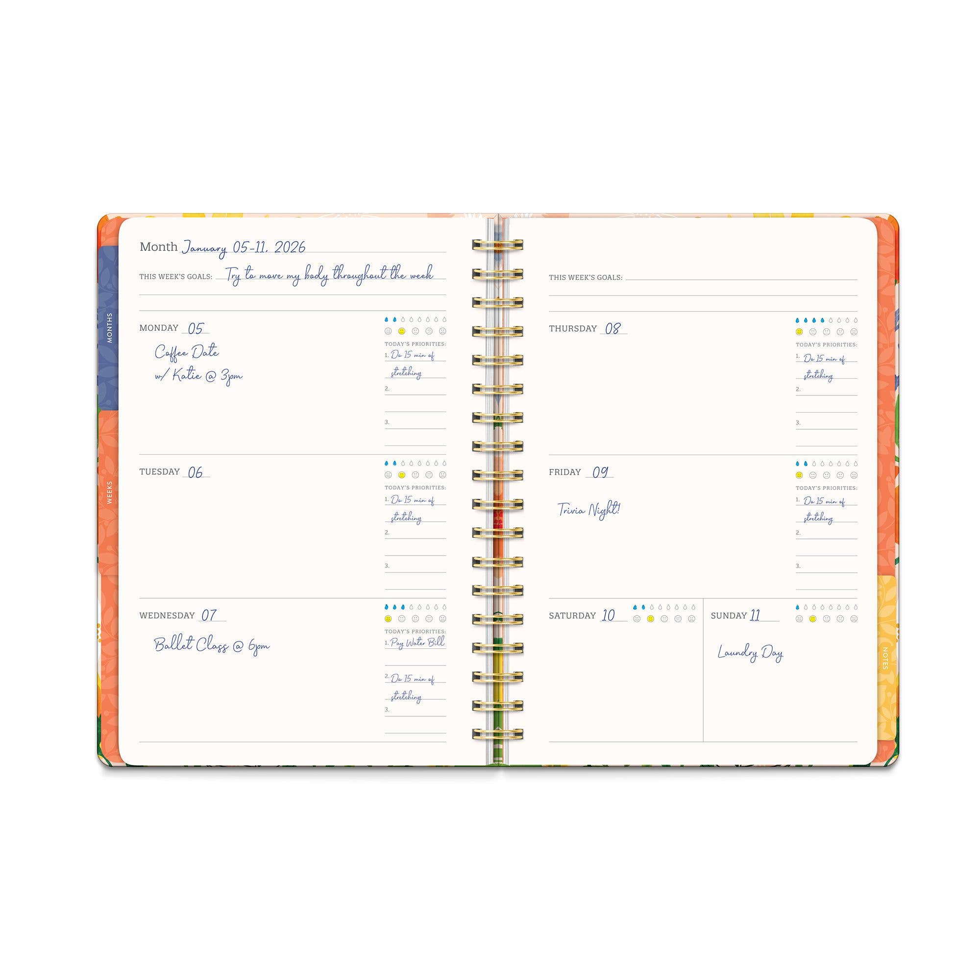 Planner Lover Undated Tri-Tab Planner – Bold Blossoms Hardcover Planner by Studio Oh!