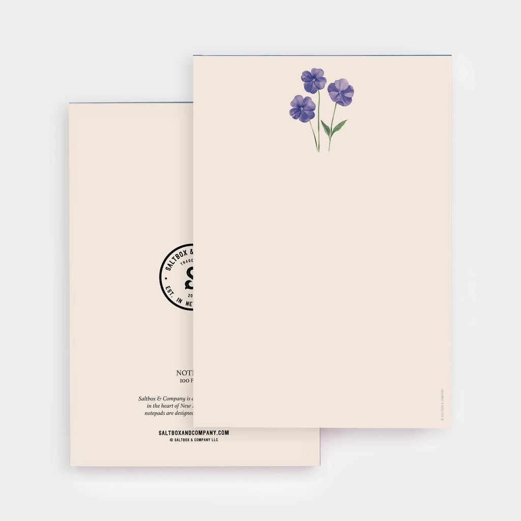 Rhode Island Blue Violet Notepad - Hand-Painted Edge, 100 Sheets