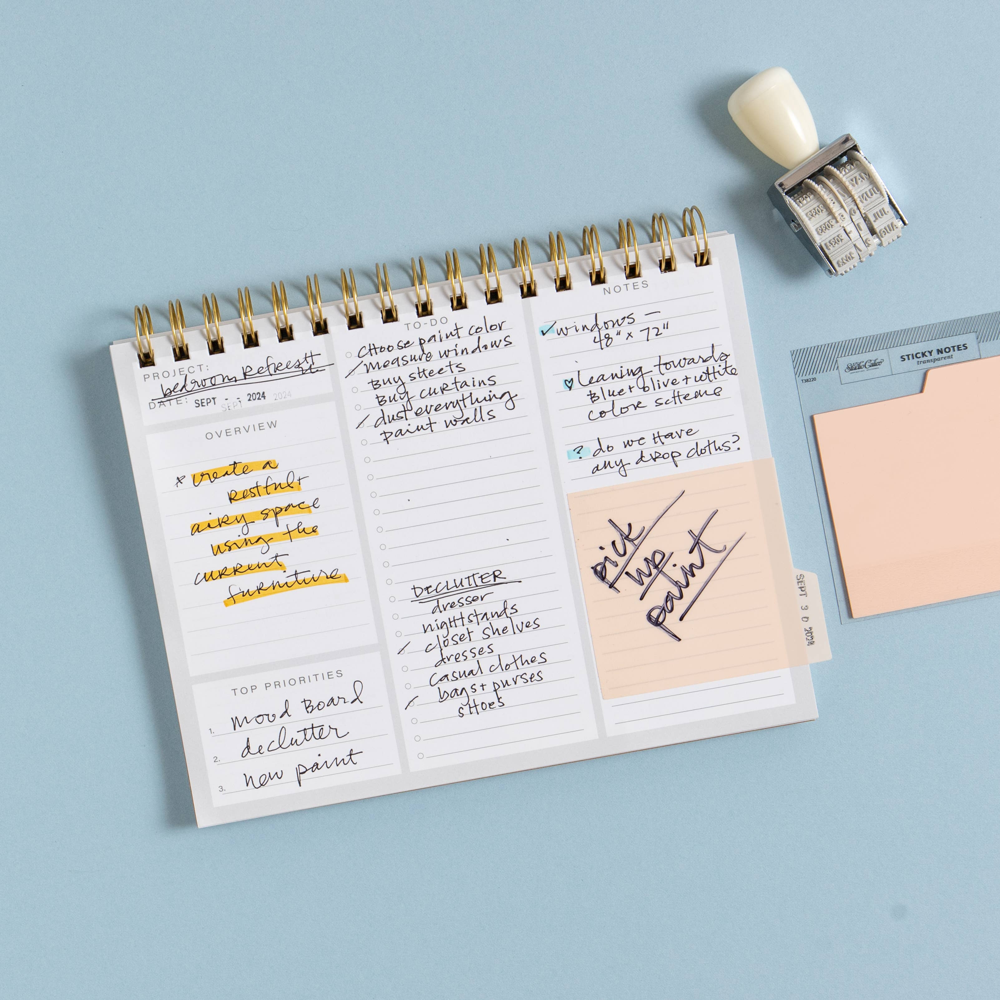 Tabbed Transparent Sticky Notes in Pink | Studio Calico