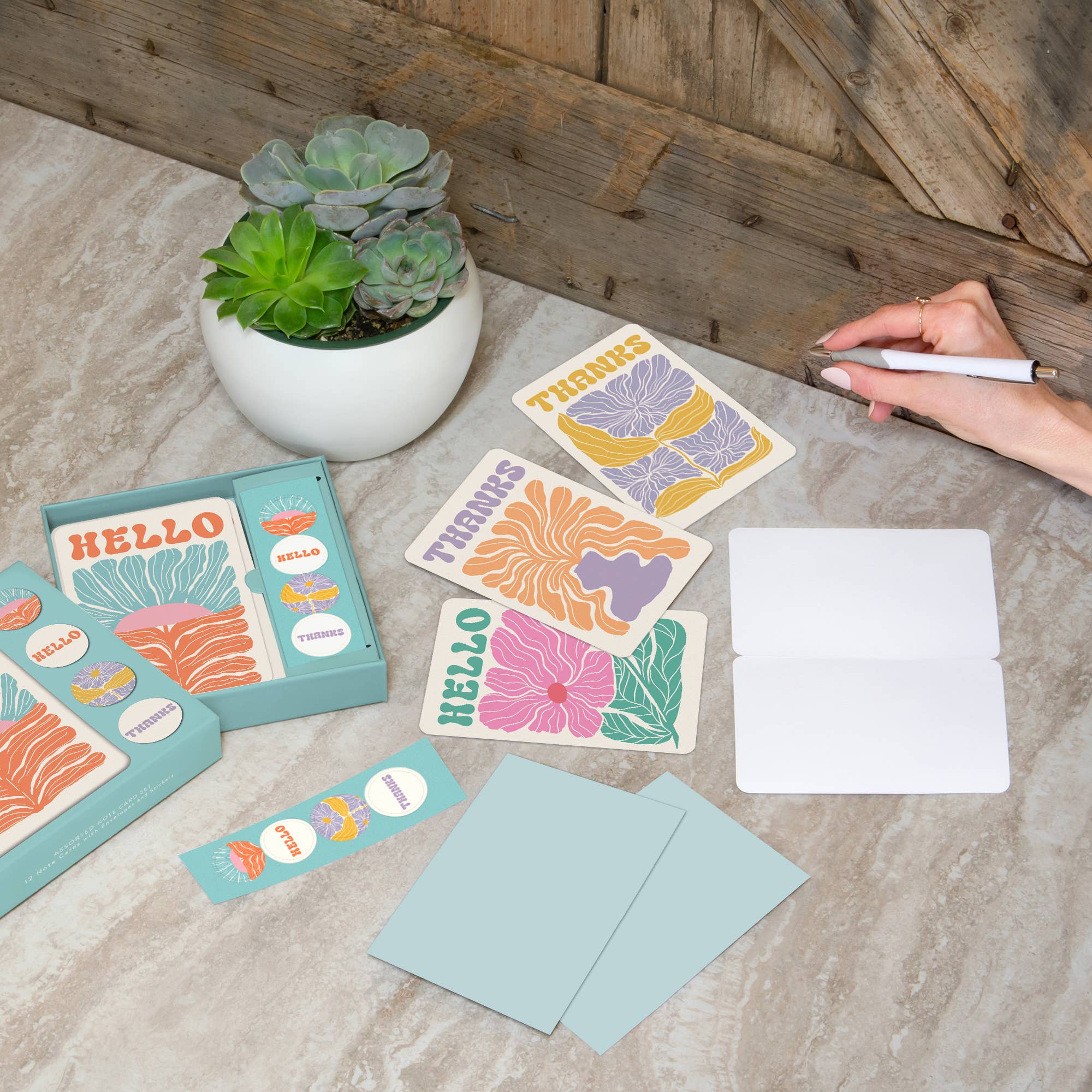 Fancy Flora Note Card Set with Stickers