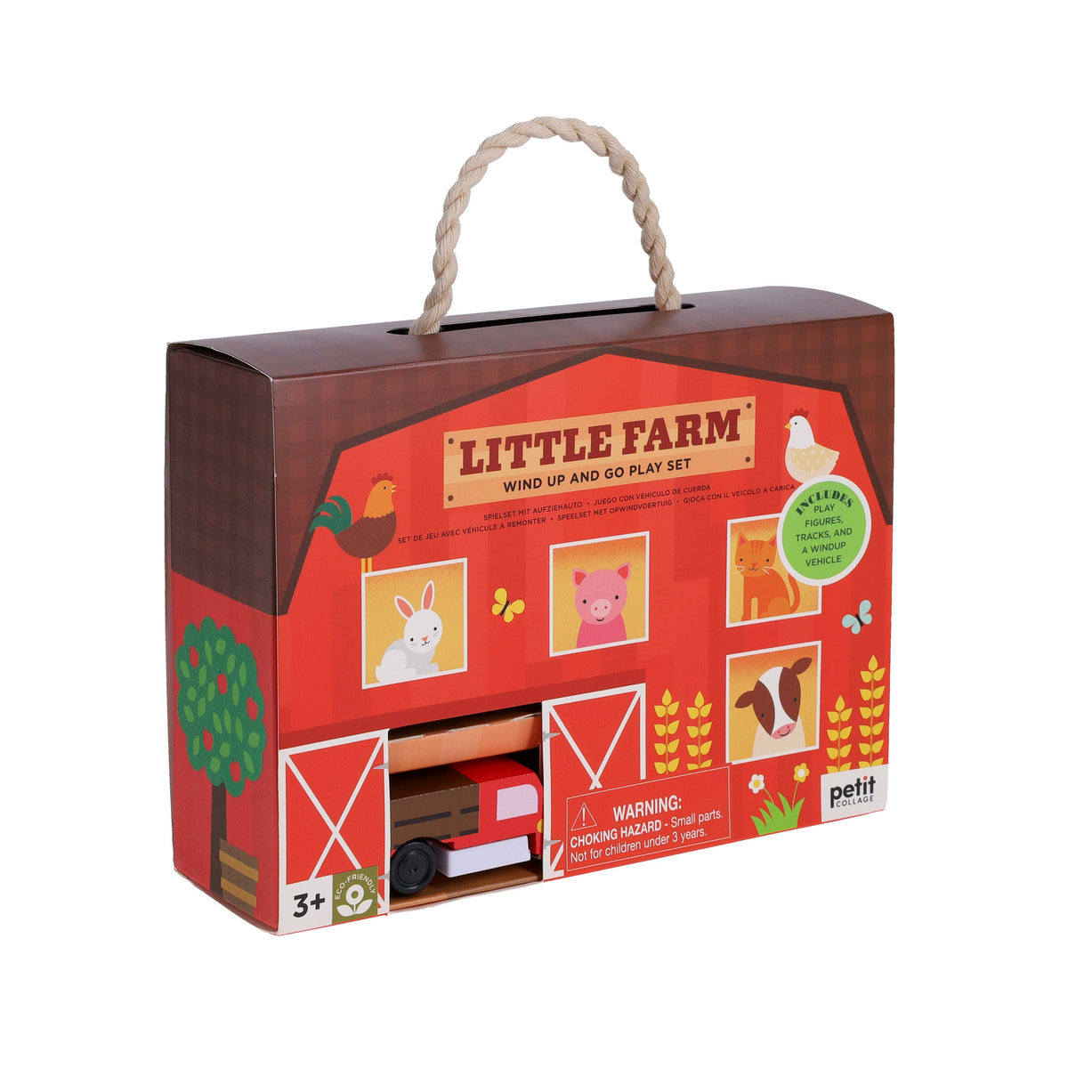 Little Farm Wind Up & Go Playset - Wooden Truck Toy, Ages 3+