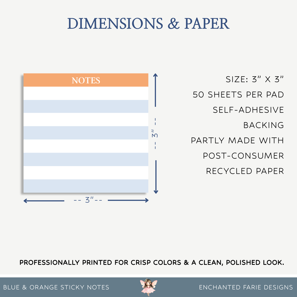 Striped Orange & Blue Sticky Notes