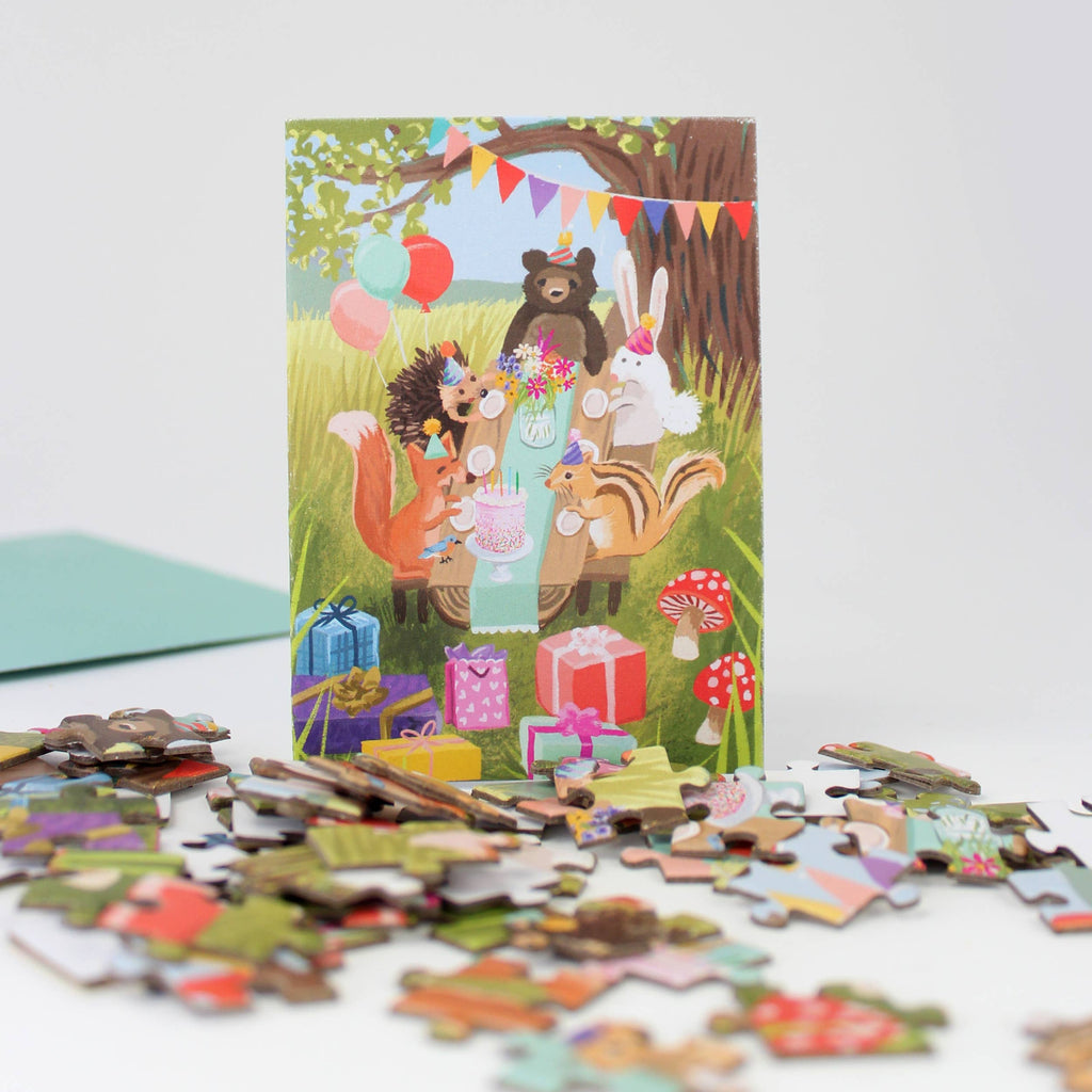 Woodland Party Puzzle Greeting Card
