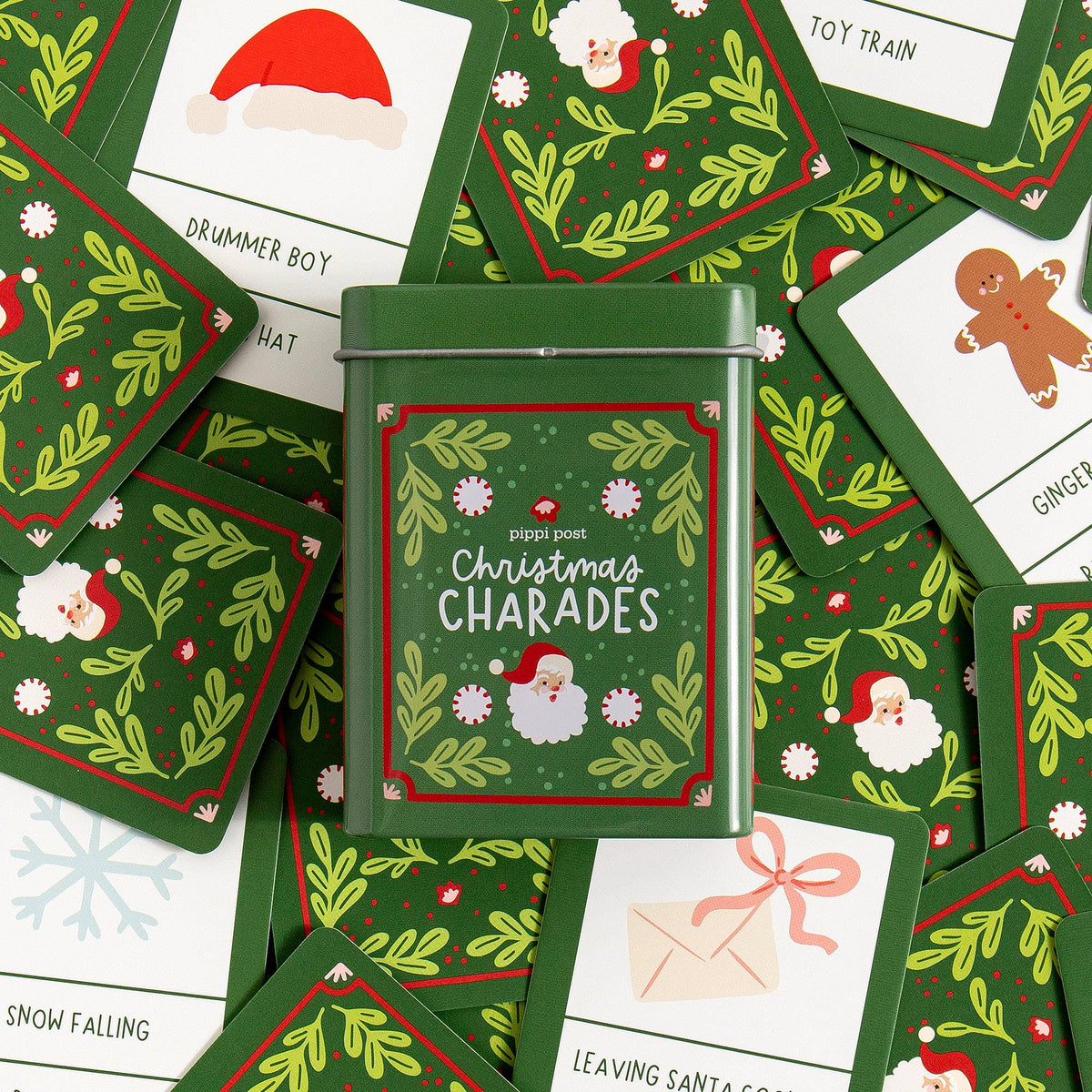 Christmas Charades Game – Deck of Cards + Storage Tin