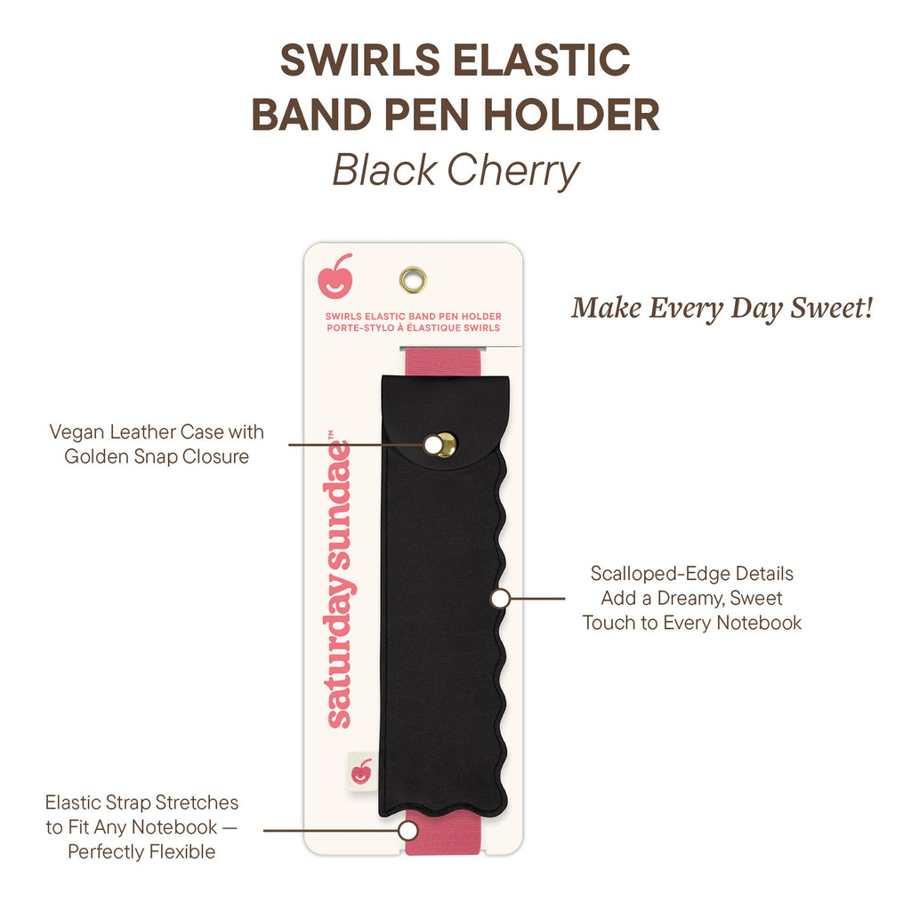 Black Cherry Swirls Elastic Band Pen Holder