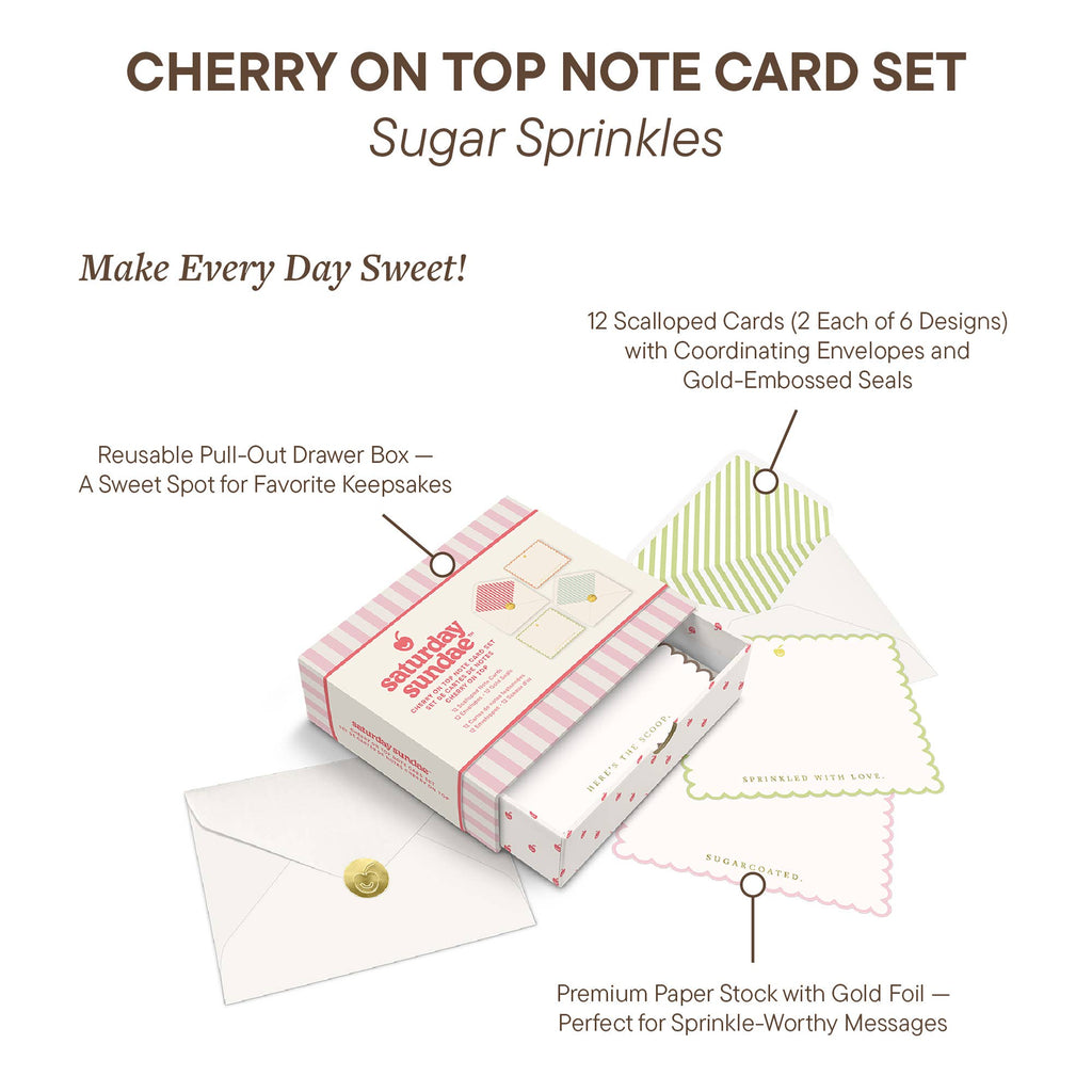 Sugar Sprinkles Cherry on Top Note Card Set